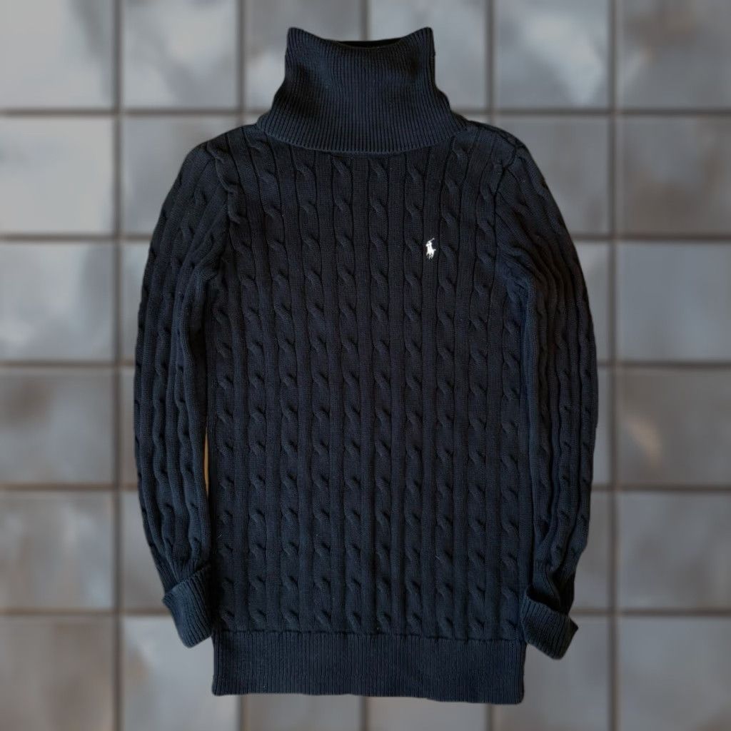 Polo Ralph Lauren Ralph Lauren Sport Cable Knit Sweater Women's S Black Turtle Neck New York Shirt Pullover Knit Cardigan All Seasons Fall Winter 2K? Size S / US 4 / IT 40 - 1 Thumbnail