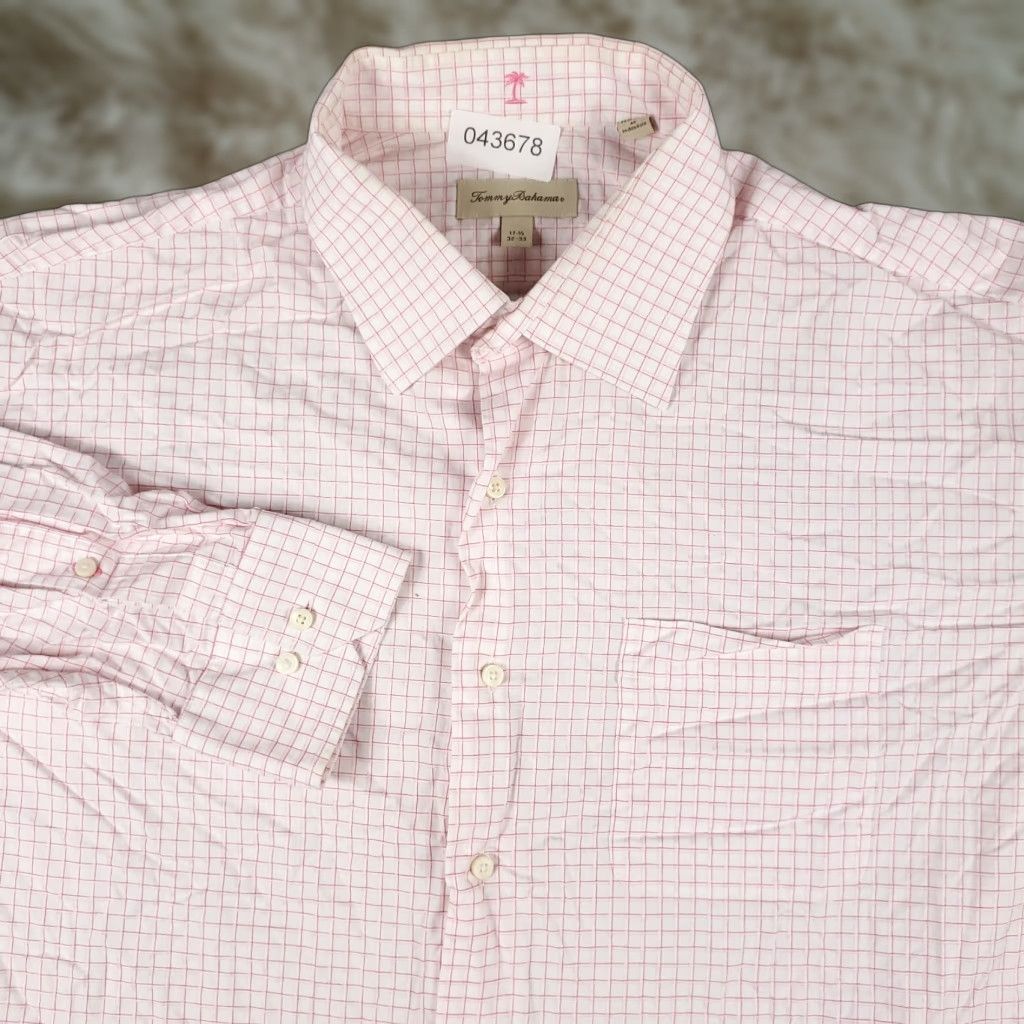 Tommy Bahama Tommy Bahama Shirt Mens 17.5 Pink Check Long Sleeve Button Up Cotton Size 46R - 1 Thumbnail