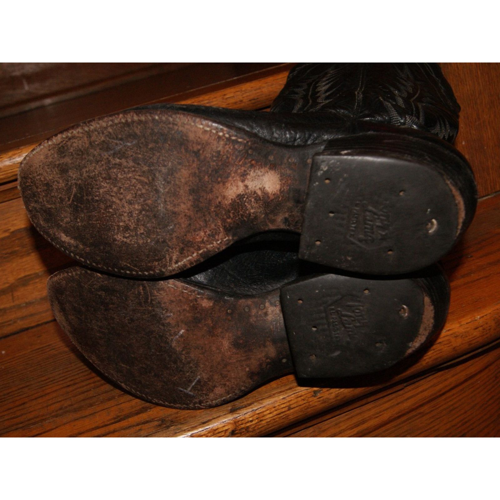 Tony Lama VTG Tony Lama Black Leather Western Cowboy Boots Mens 9 D Size US 9 / EU 42 - 7 Thumbnail