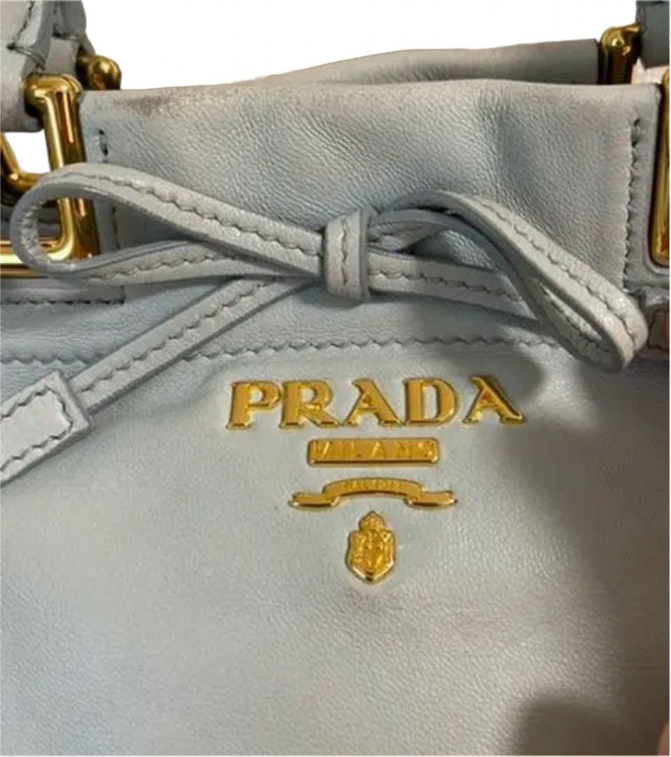 Prada Prada - Light Blue Deer Leather Handbag Shoulder Bag Size ONE SIZE - 2 Thumbnail