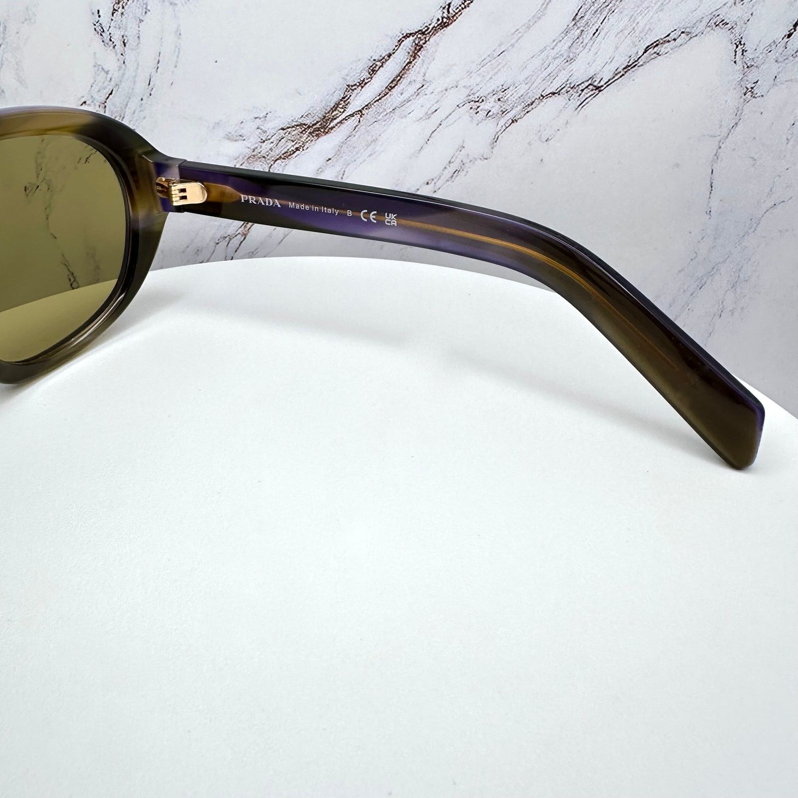 Prada New PRADA Sunglasses Brown Striped Laguna Aviator Shield Size ONE SIZE - 13 Thumbnail