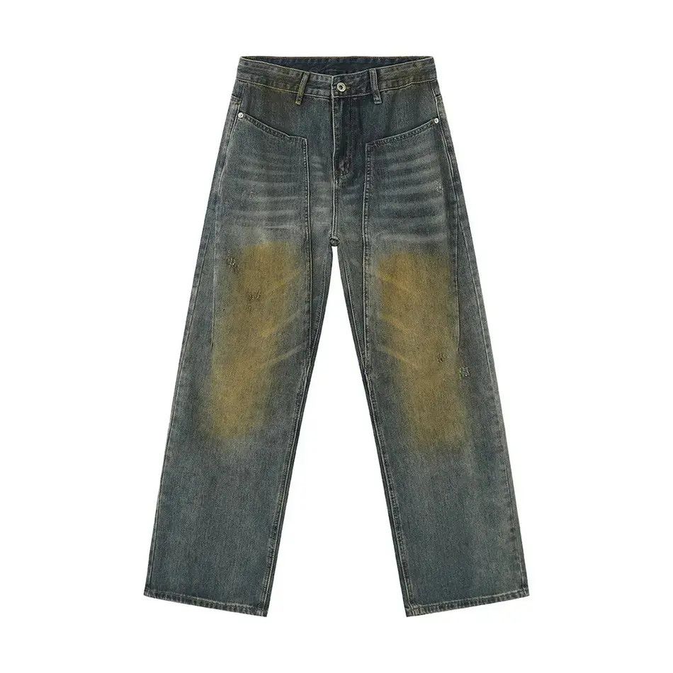 Japanese Brand Retro loose mud dyed straight leg jeans Size US 32 / EU 48 - 5 Thumbnail