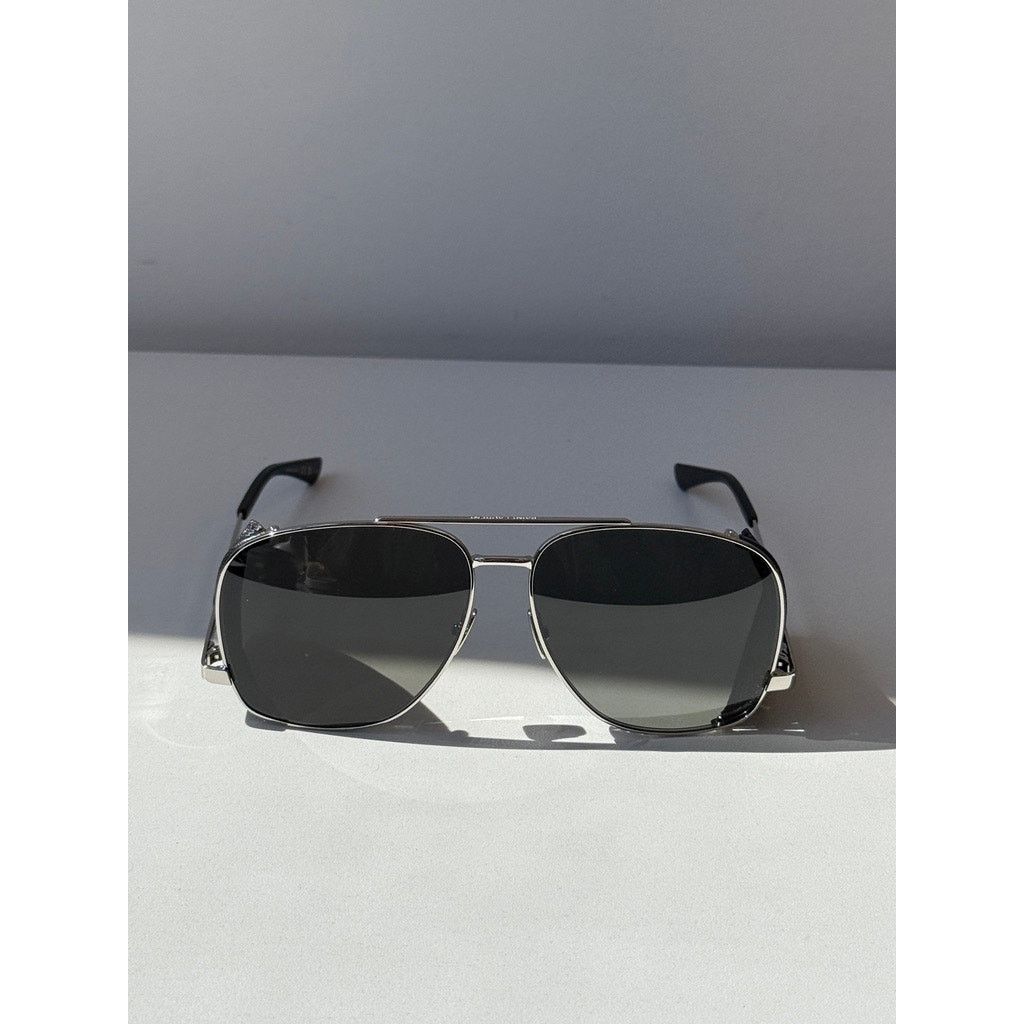 Saint Laurent Paris Saint Laurent SL653 Leon Shield Aviator Sunglasses Silver Size ONE SIZE - 5 Thumbnail