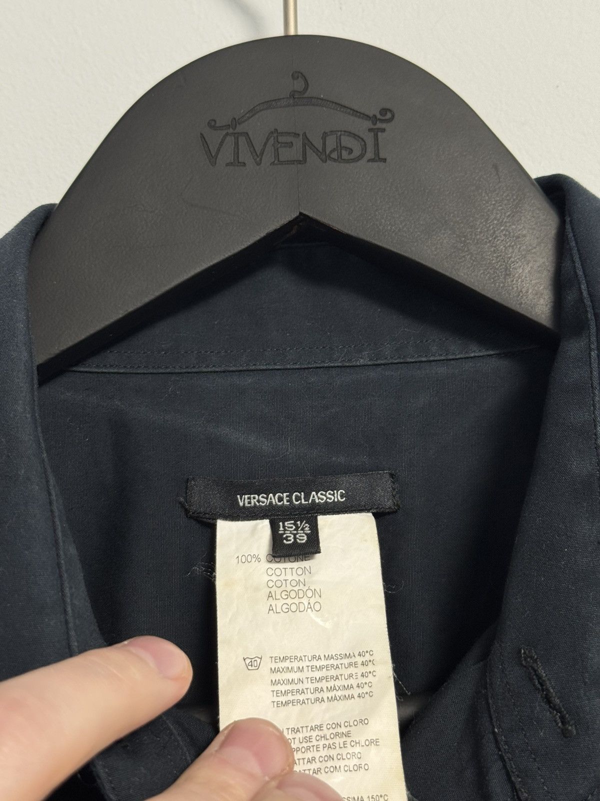 Versace Classic Button Up Shirt Luxury Dark Blue
