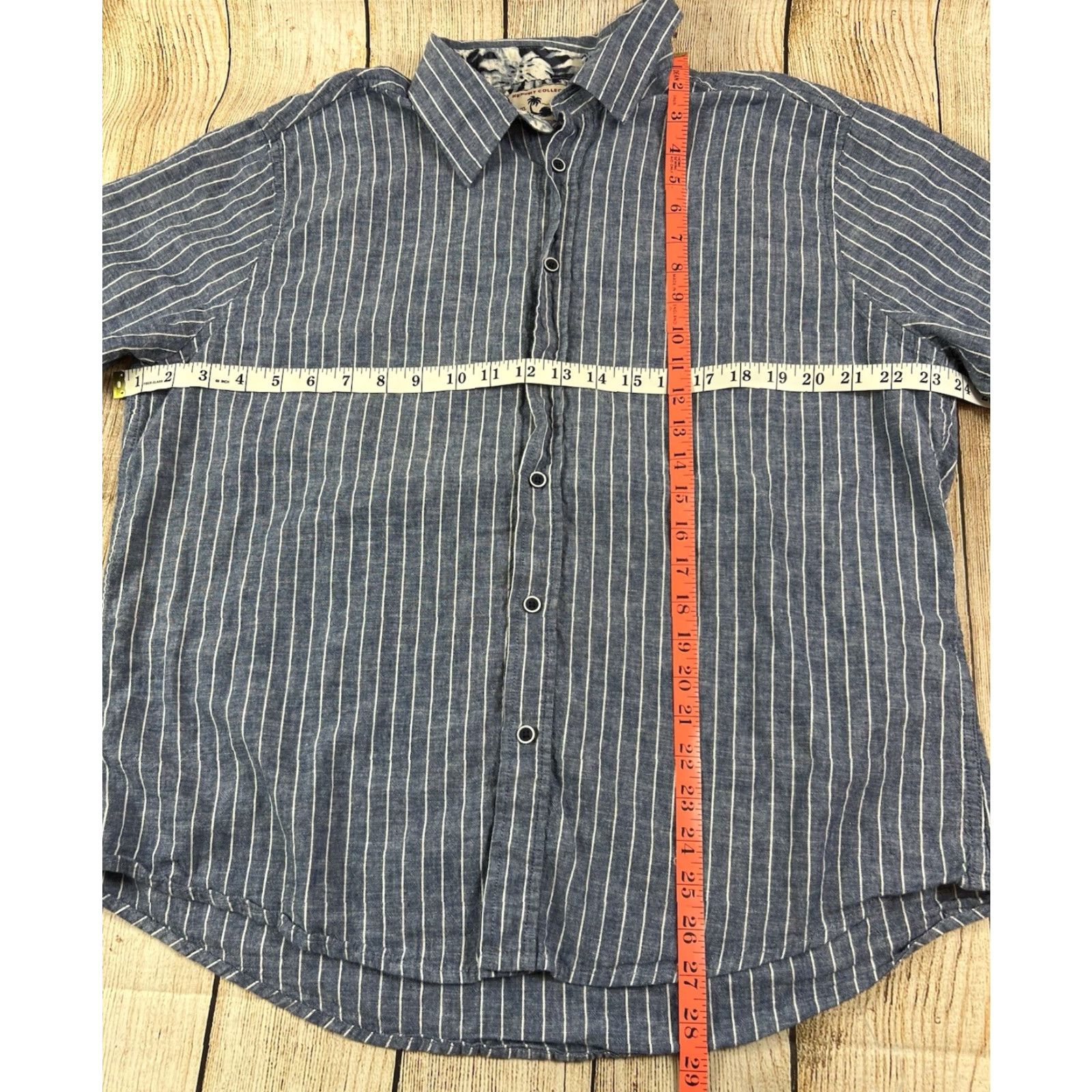 Vintage Mens Report Collection Shirt XL Blue Stripe Linen Cotton Blend Button Up Short Sleeve Casual Travel Size US XL / EU 56 / 4 - 3 Thumbnail
