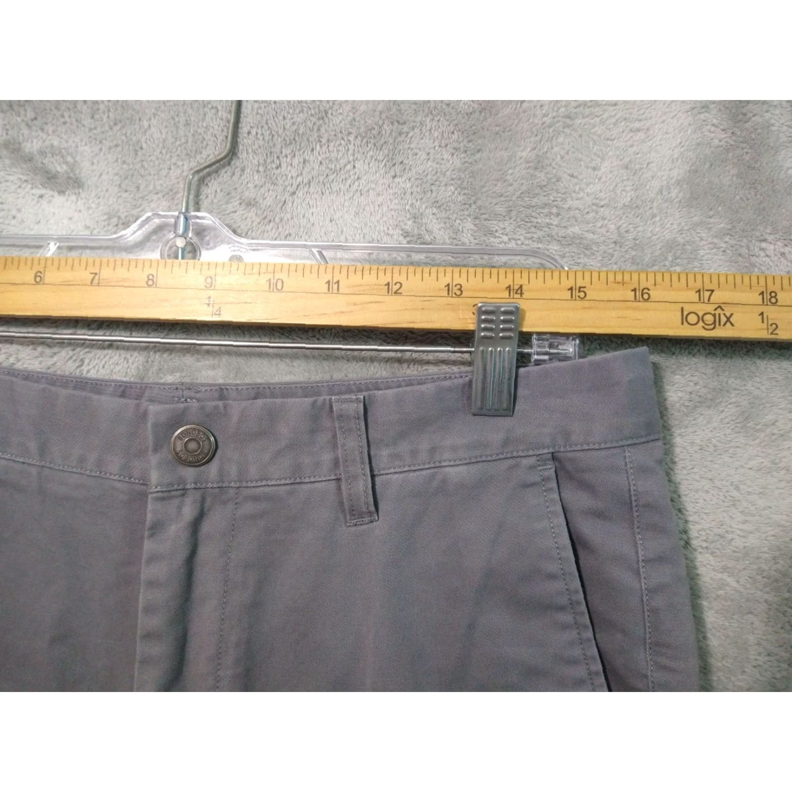 Bonobos Bonobos Slim Chino Pants Mens 32x34 Gray Washed Cotton Spandex Mid Rise Straight Flat Front 34 In Inseam Stretch Size US 32 / EU 48 - 3 Thumbnail