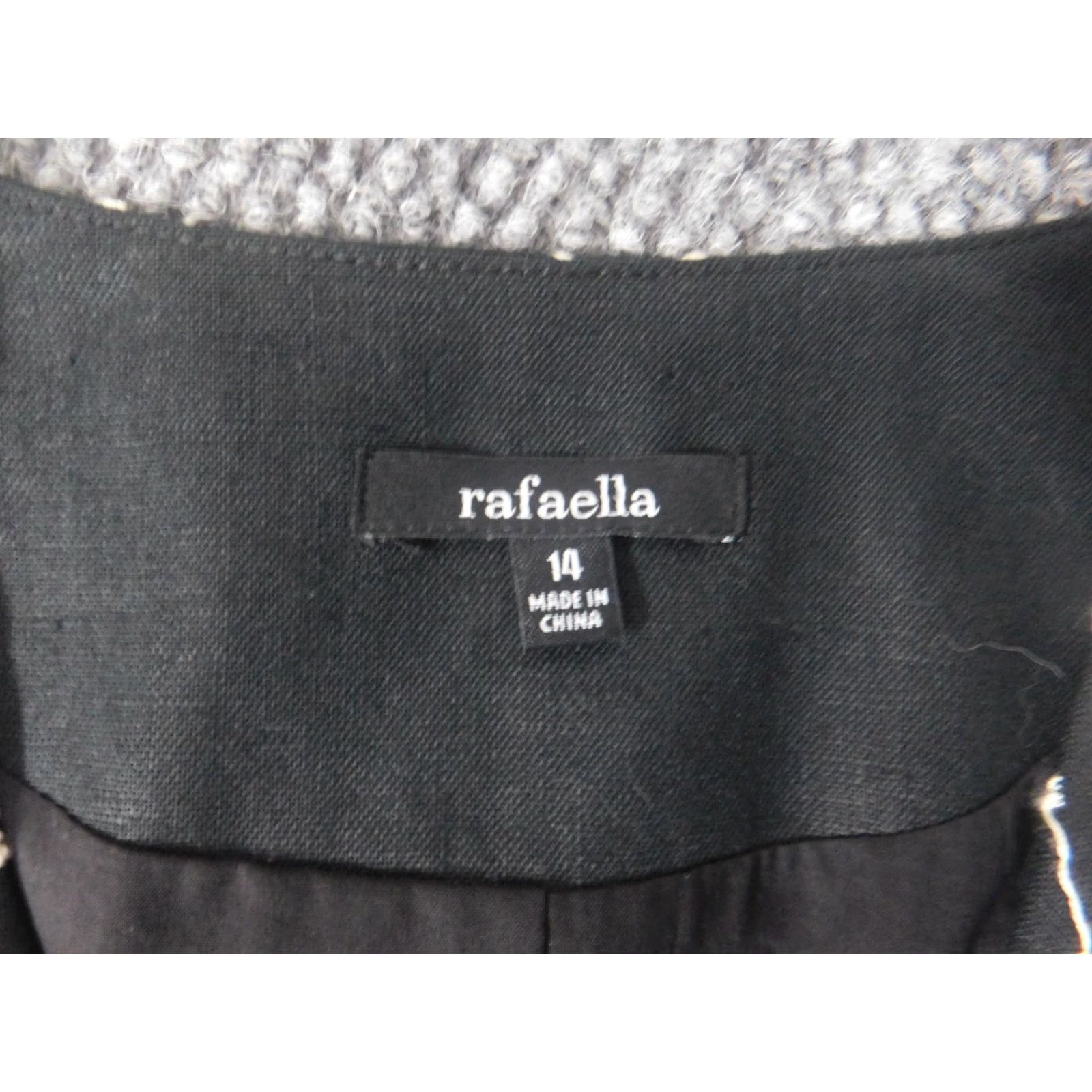 Vintage Rafaella Womens Jacket 14 Black Floral Knit Linen Snap Embroidered Collared Casual Mid-Length Autumn Fall 14 Womens Regular Girls Mens Size XL / US 12-14 / IT 48-50 - 4 Thumbnail
