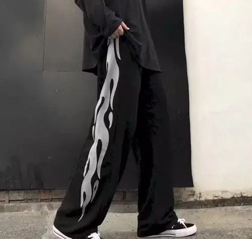 image of Vintage Flame Punk Pants in Black, Men's (Size 32)