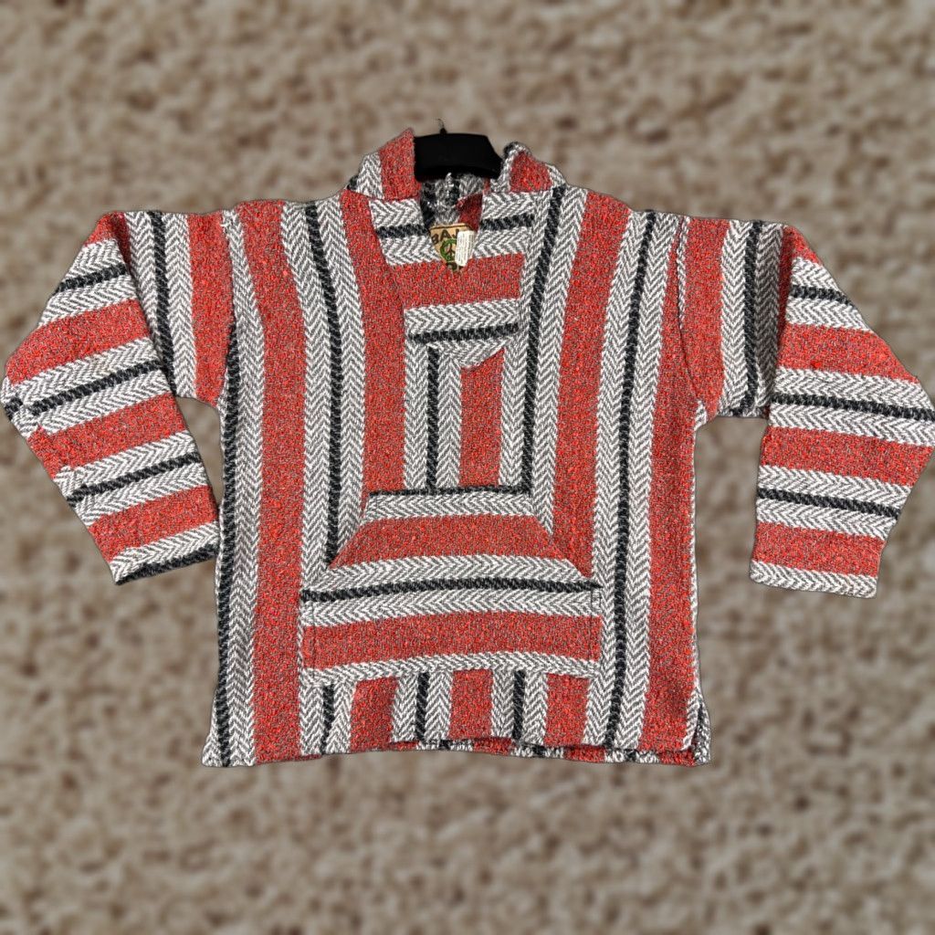 Vintage VINTAGE Baja Joe Hoodie Mens Large Red Gray Acrylic Blend Drug Rug Made Mexico Poncho Size US L / EU 52-54 / 3 - 1 Thumbnail