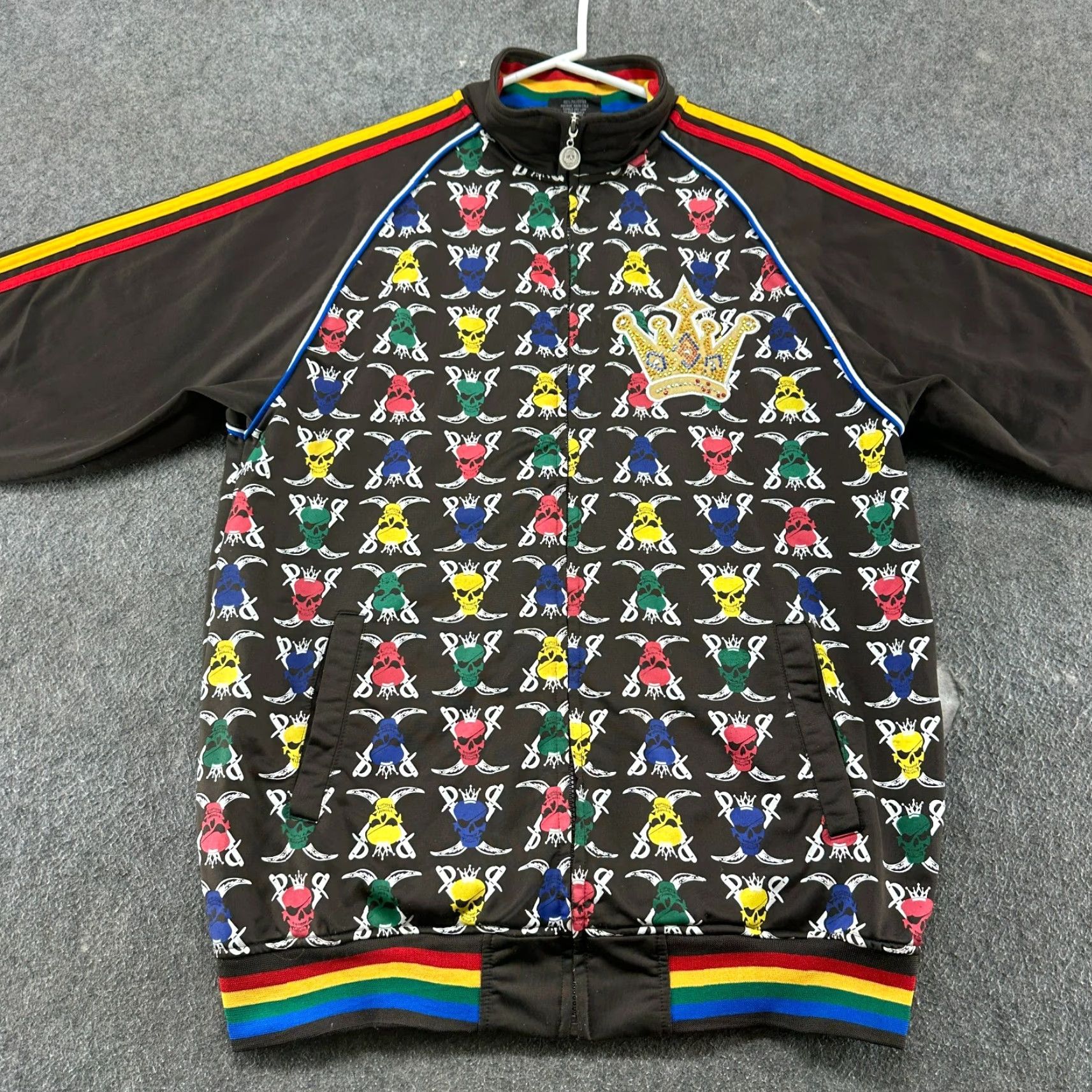 Vintage VINTAGE Dido Apparel Jacket Mens L Brown Zip Crown Pirates Skull AOP Windbreaker Striped Full Zip Soccer 90s Mens Size US L / EU 52-54 / 3 - 3 Thumbnail