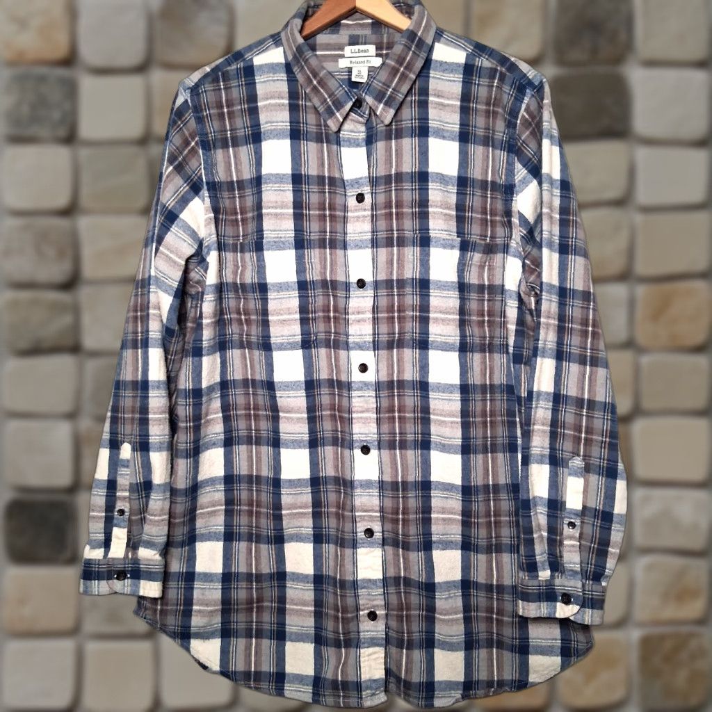 Vintage L.L. Bean Flannel Shirt Men XL Blue Tan Scotch Plaid Tartan Classic 508276 Size US XL / EU 56 / 4 - 1 Thumbnail