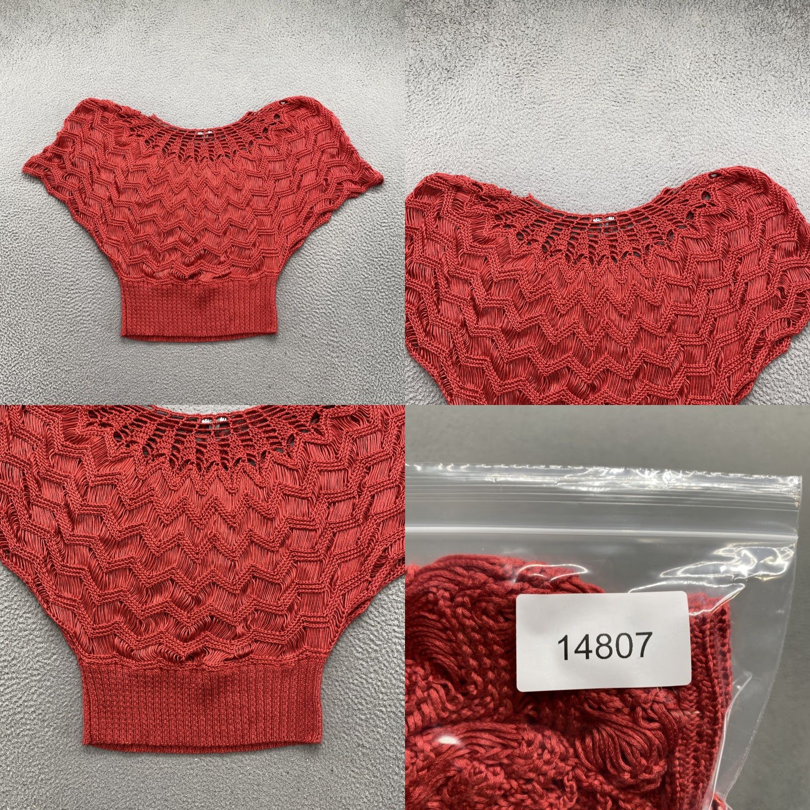 Vintage Roz & Ali Women’s Lace Top Red Unlined Acrylic Blouse Small/Medium Short Sleeve Pullover Casual Shirt Size M / US 6-8 / IT 42-44 - 8 Thumbnail