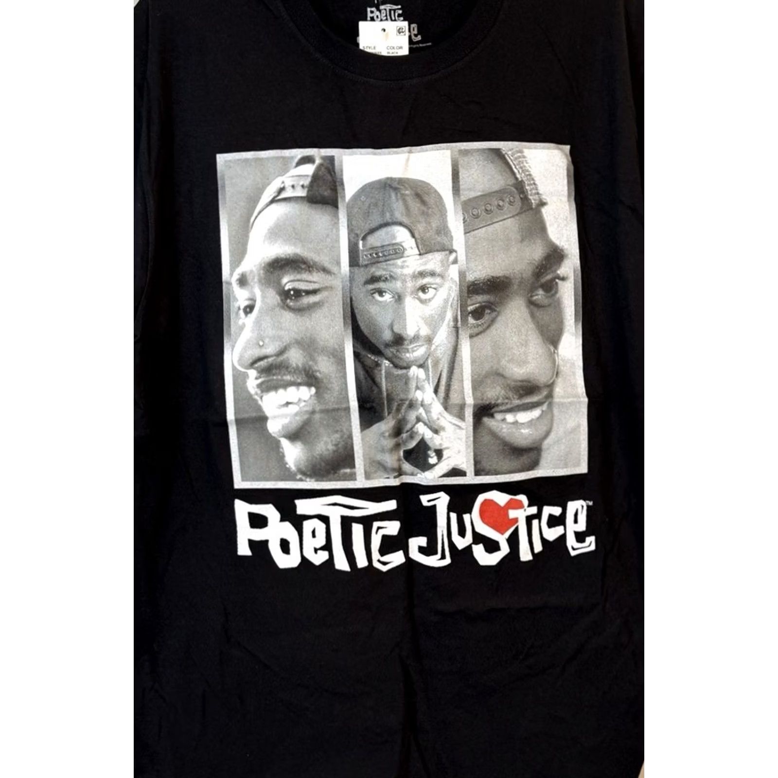 Vintage Poetic Justice 2pac Tupac Shakur T-Shirt Men Medium Black Short Sleeve Tee New Size US M / EU 48-50 / 2 - 2 Thumbnail