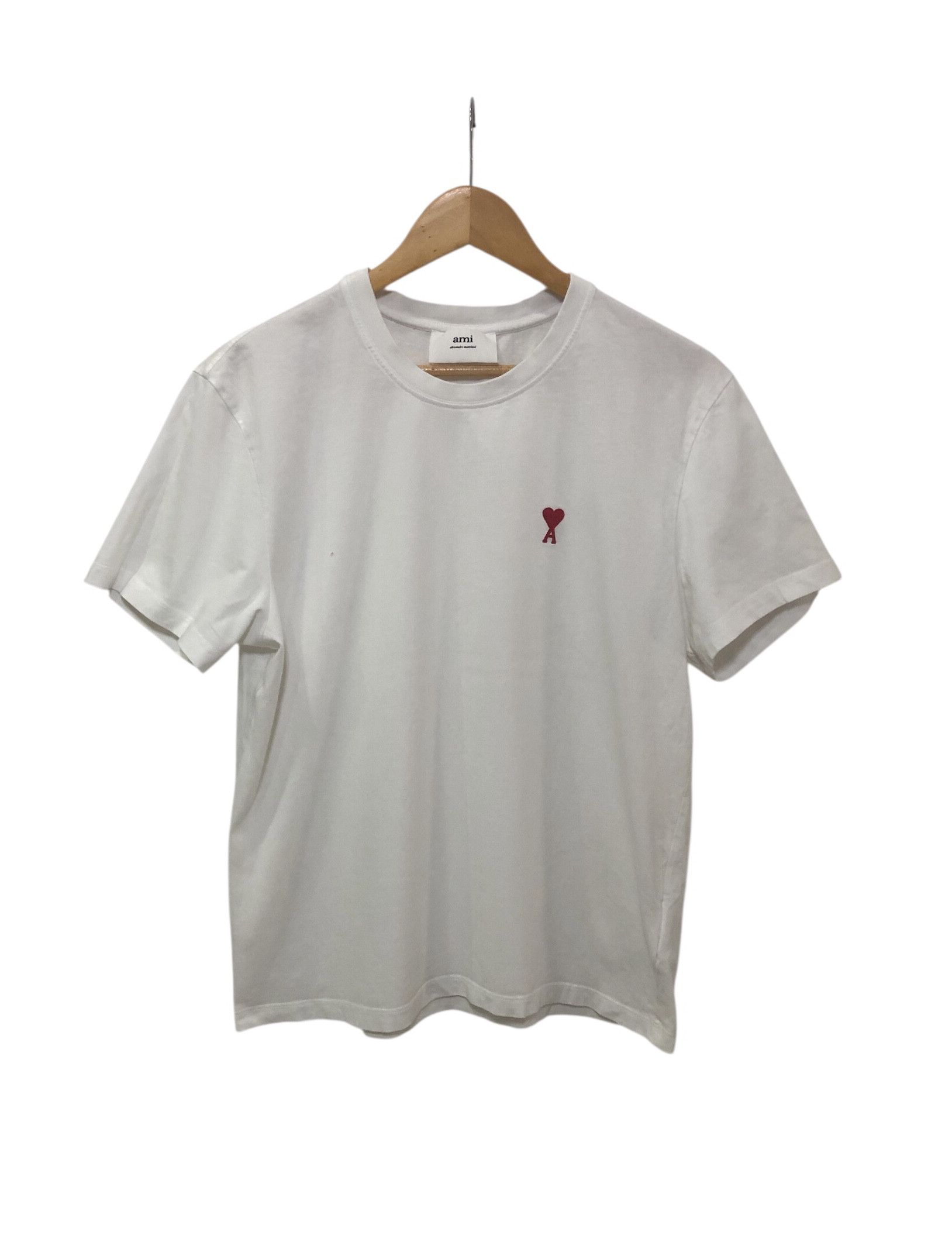 AMI AMI Alexandre Mattiussi White Tee - Red Heart Logo (Size L) Size US L / EU 52-54 / 3 - 1 Thumbnail
