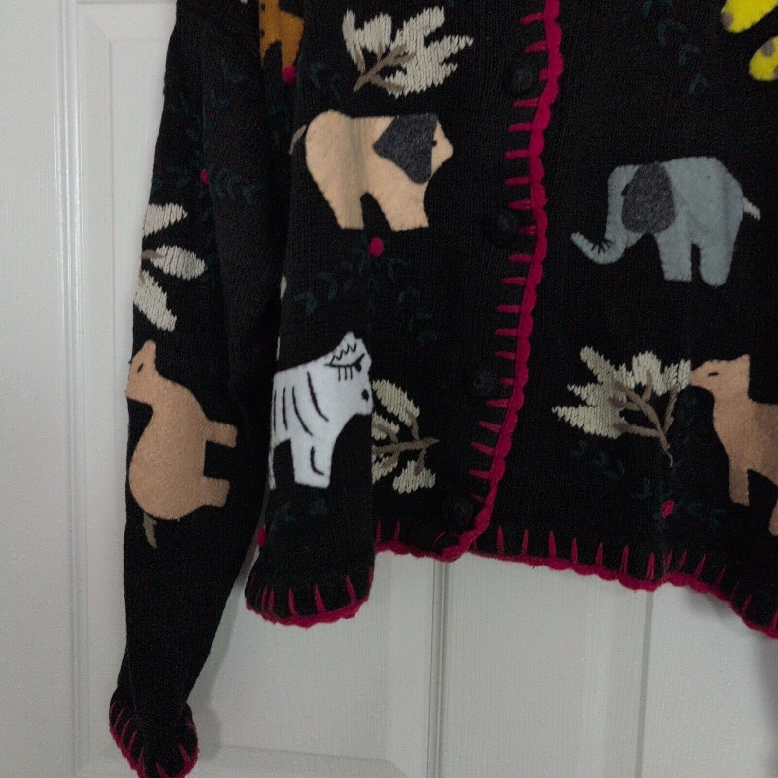 Designer Jodi Blake Zoo Animal Cardigan Womens Size Medium Black Knit Size M / US 6-8 / IT 42-44 - 3 Thumbnail