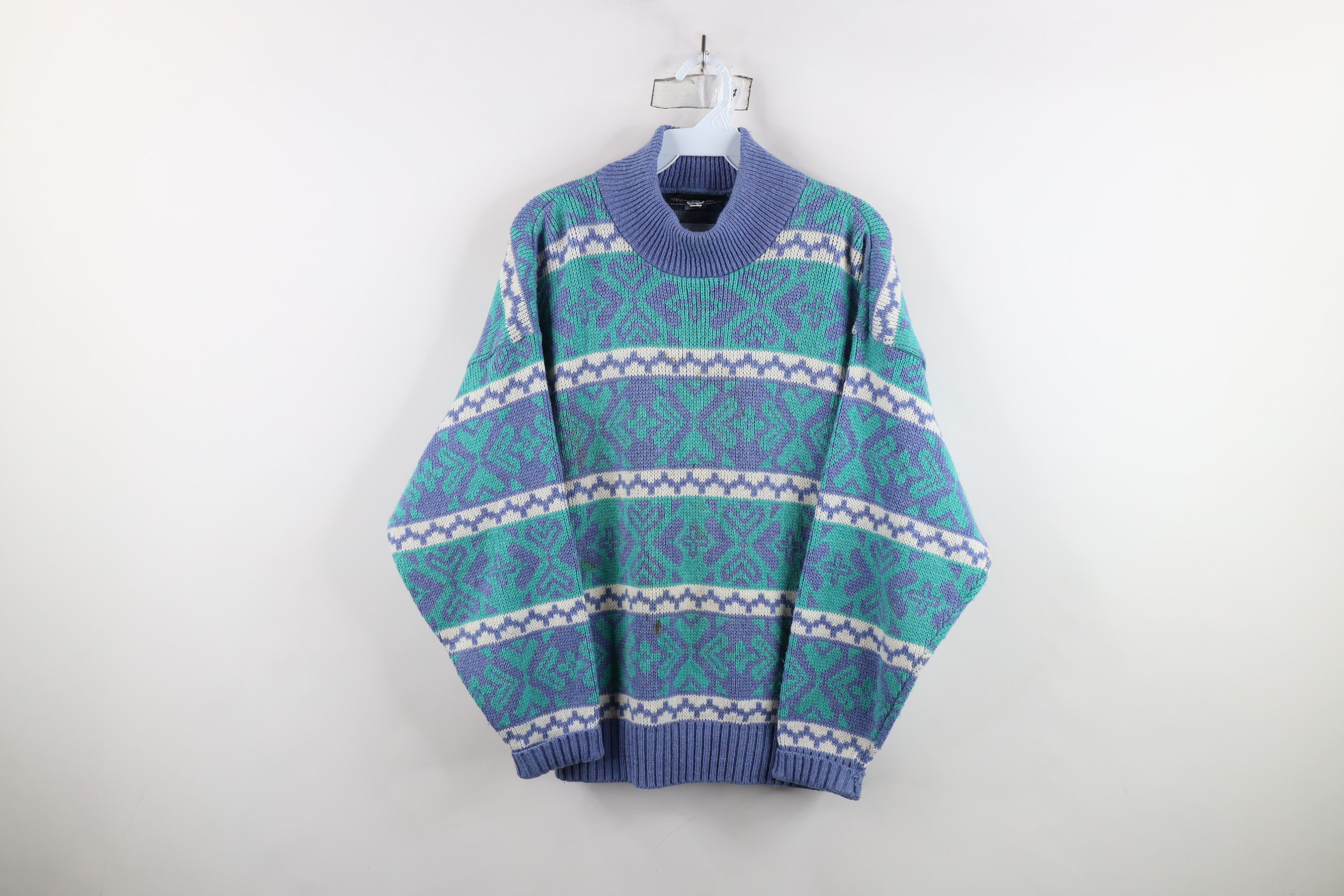 Vintage Vintage 90s Streetwear Blend Fair Isle Mock Neck Sweater USA Size L / US 10 / IT 46 - 1 Thumbnail