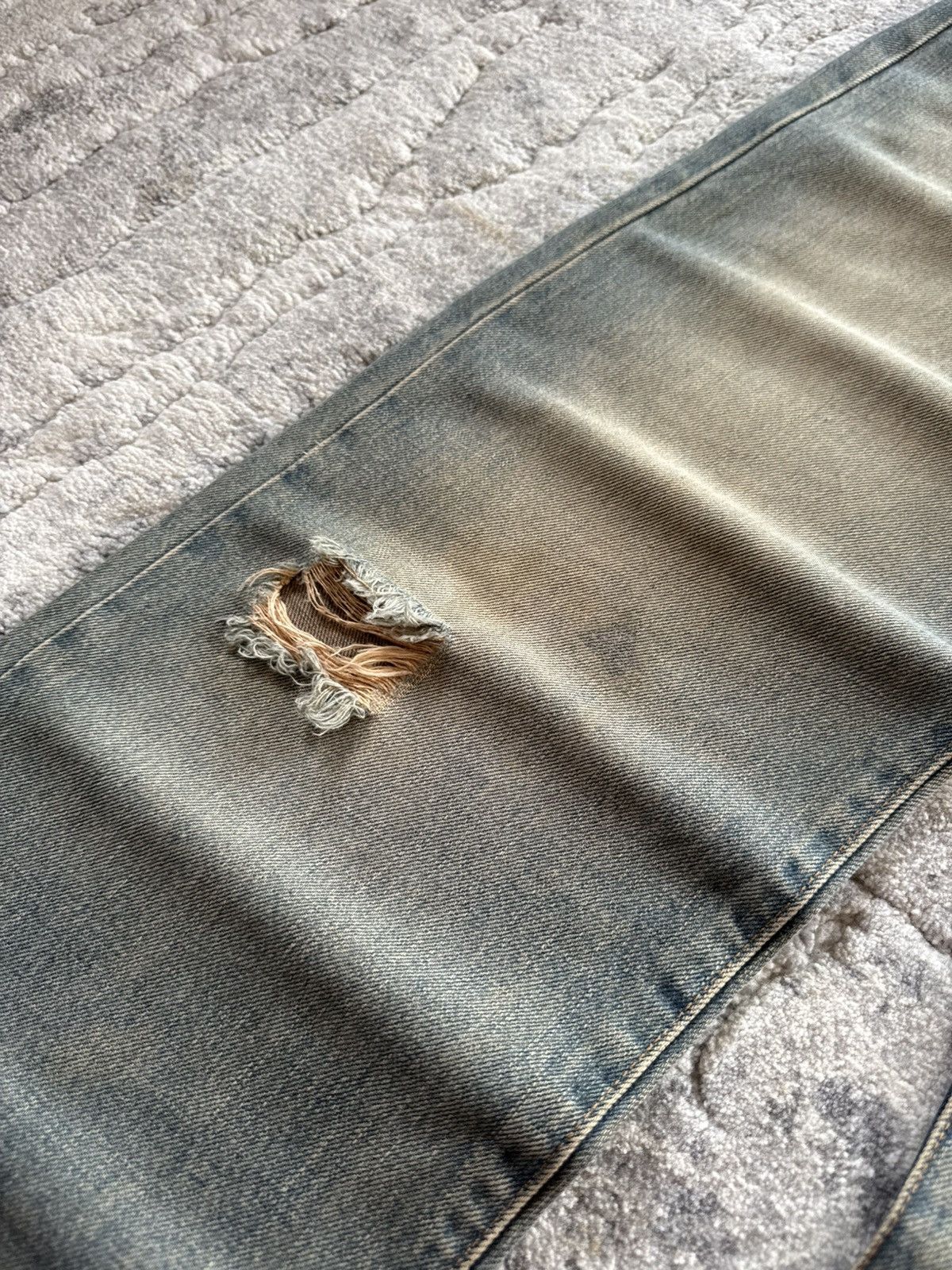 Japanese Brand Vintage Wrangler Mud Wash Distressed Baggy Selvedge Jeans Size US 29 - 9 Thumbnail