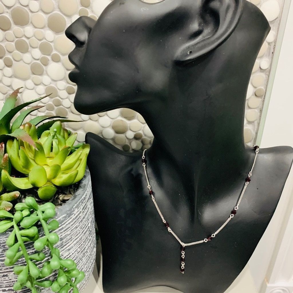 Nina Ricci Nina Ricci silver necklace with garnet stones Size ONE SIZE - 1 Thumbnail