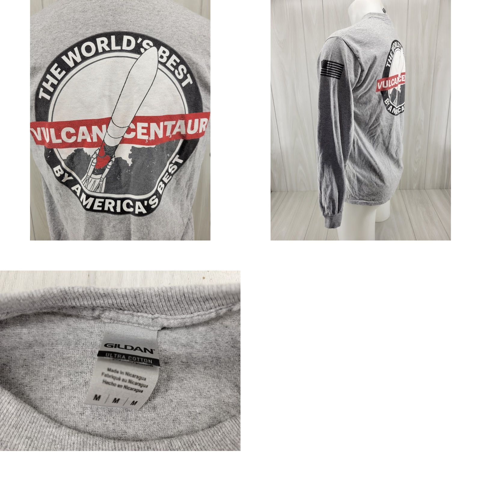 Gildan VINTAGE United Launch Alliance ULA Vulcan Centaur Long Sleeve Shirt Men’s M Gray Size US M / EU 48-50 / 2 - 8 Thumbnail