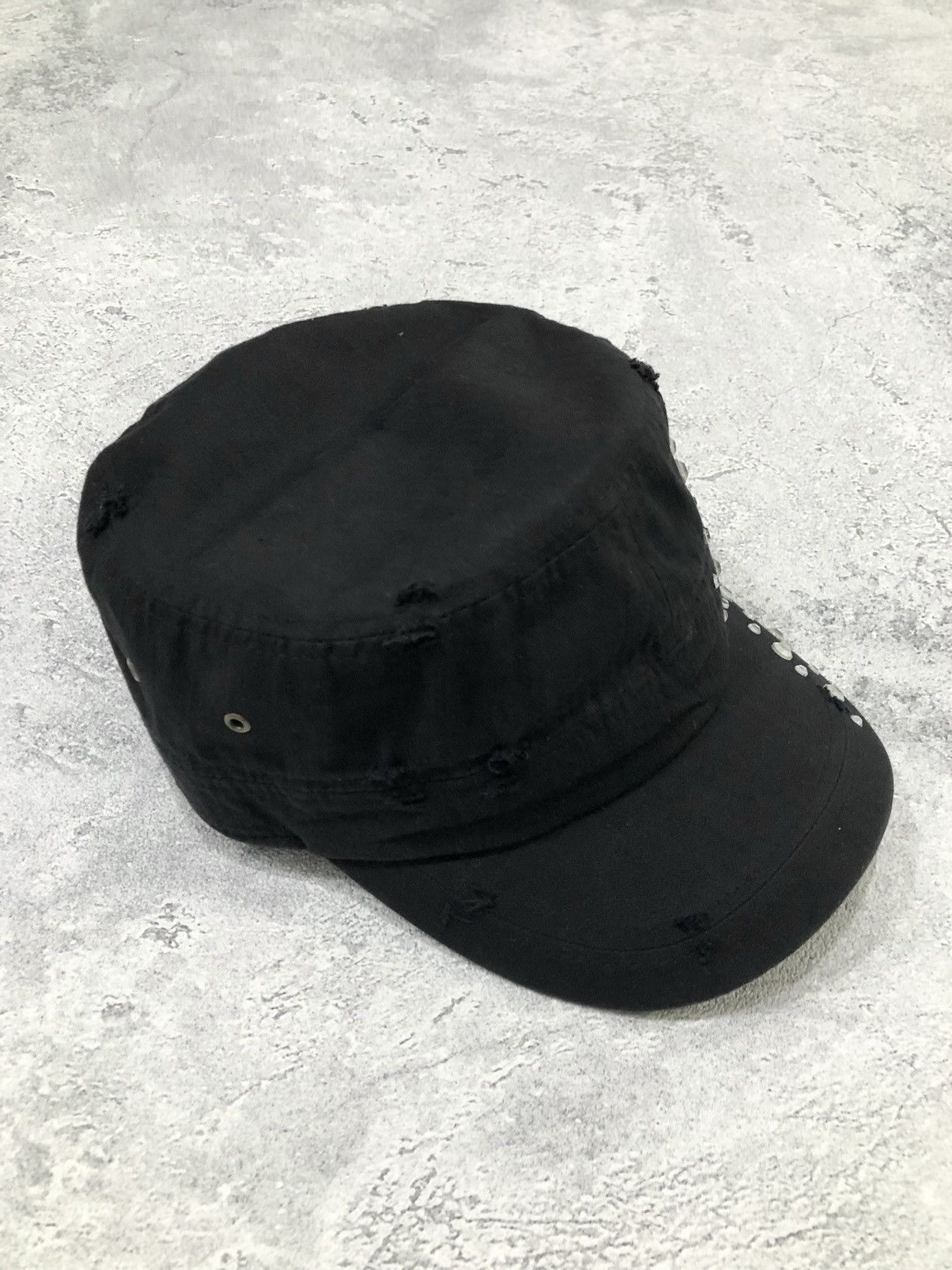 KMRii Two Fold Smile Distressed Studded Commando Cadet Hat Size ONE SIZE - 4 Thumbnail