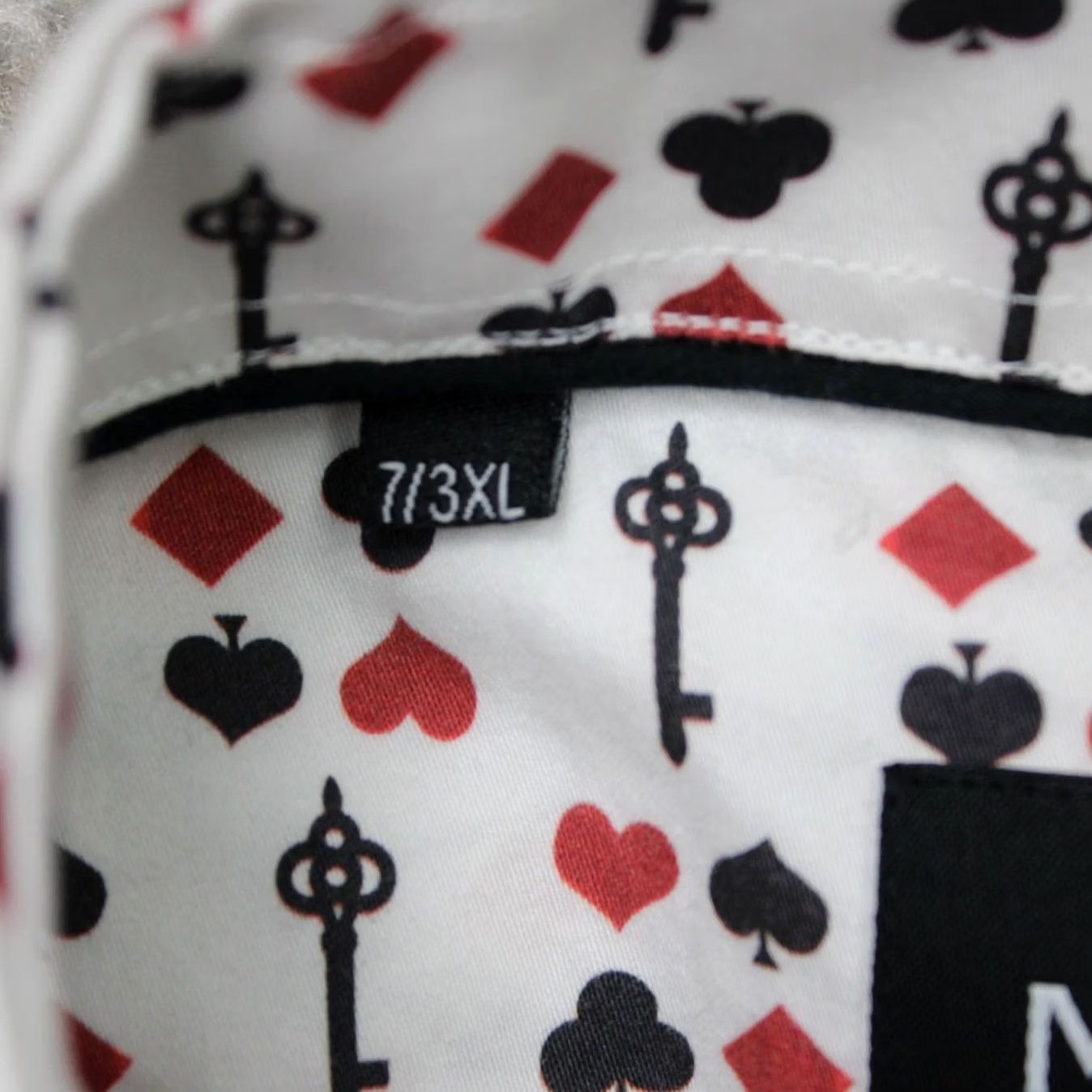 Maceoo Maceoo Shirt Mens 7/3XL White Red Black All Over Print S/S Button-Up Size US XXL / EU 58 / 5 - 7 Thumbnail