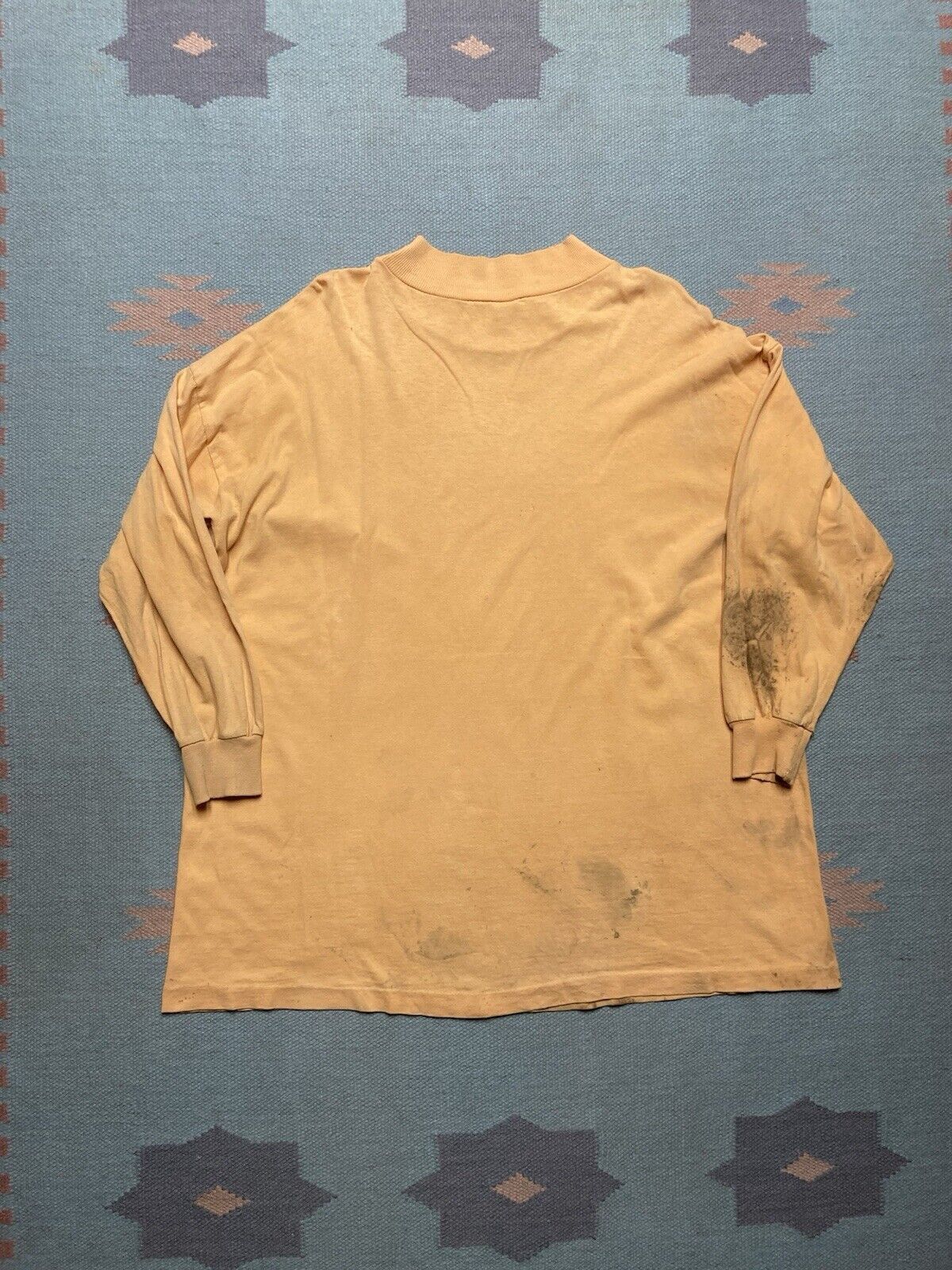 Vintage VTG 60s t shirt mock neck cotton soft distressed stained XL Size US XL / EU 56 / 4 - 2 Thumbnail