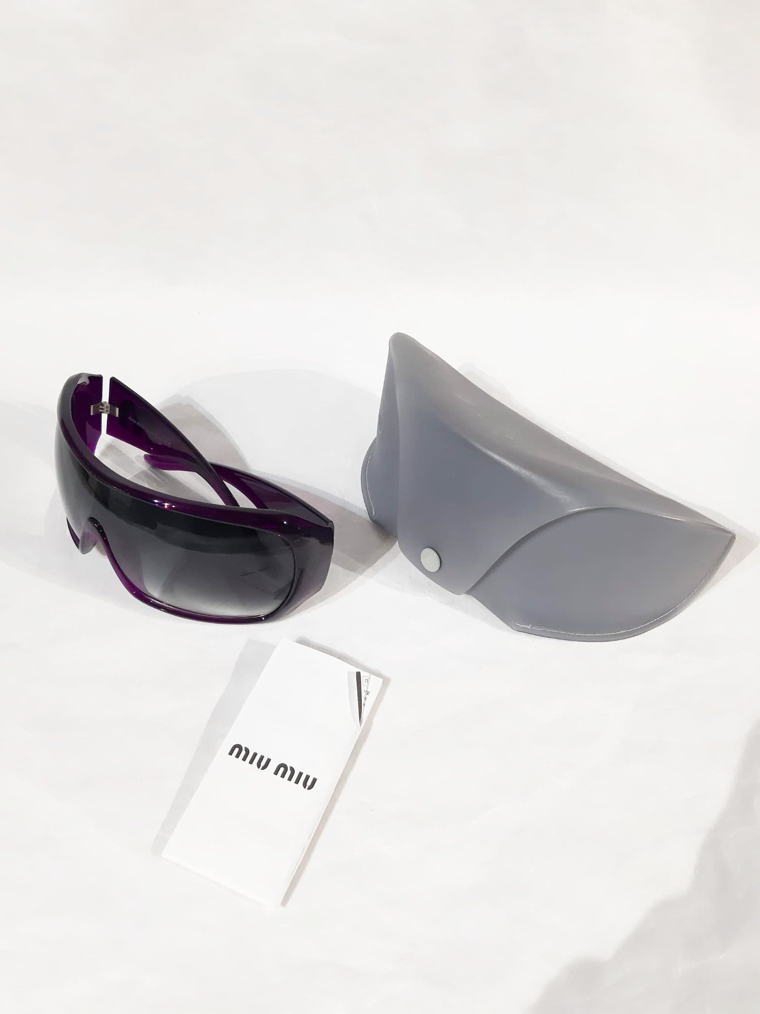 Miu Miu Miu Miu 2000's Purple Oversized Mask Shield Sunglasses Size ONE SIZE - 10 Thumbnail