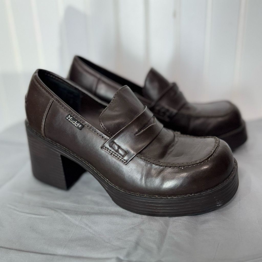 Other Mudd Chunky Y2K VTG Brown Heel Loafer 8.5 Size US 5 / IT 35 - 6 Thumbnail