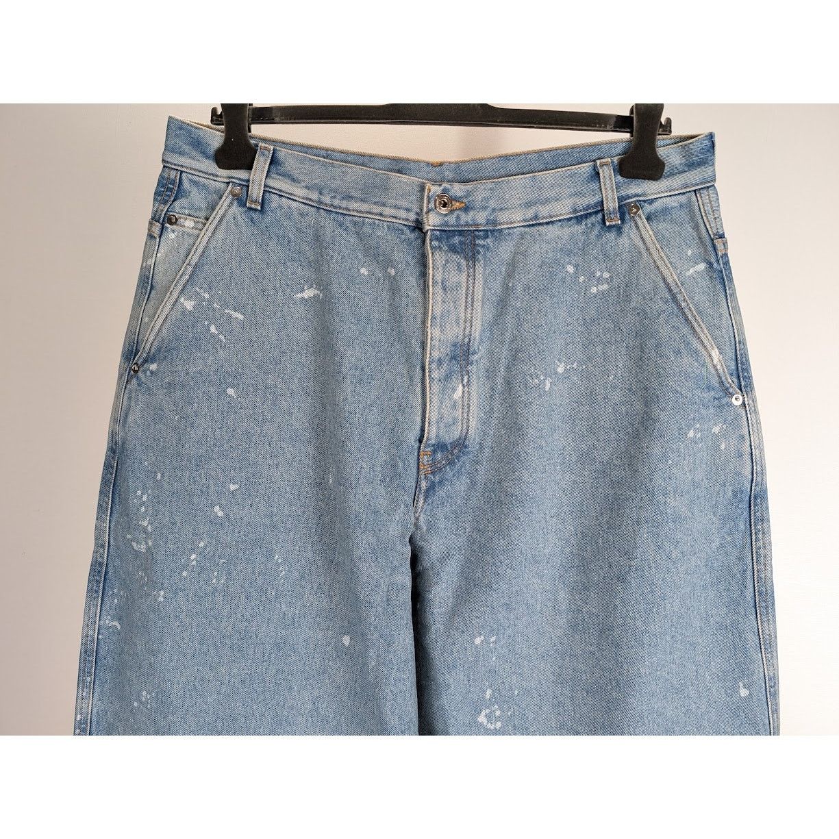 Off-White o1rshd1 Paint Wide Leg Tapered Jeans in Blue Size US 36 / EU 52 - 4 Thumbnail