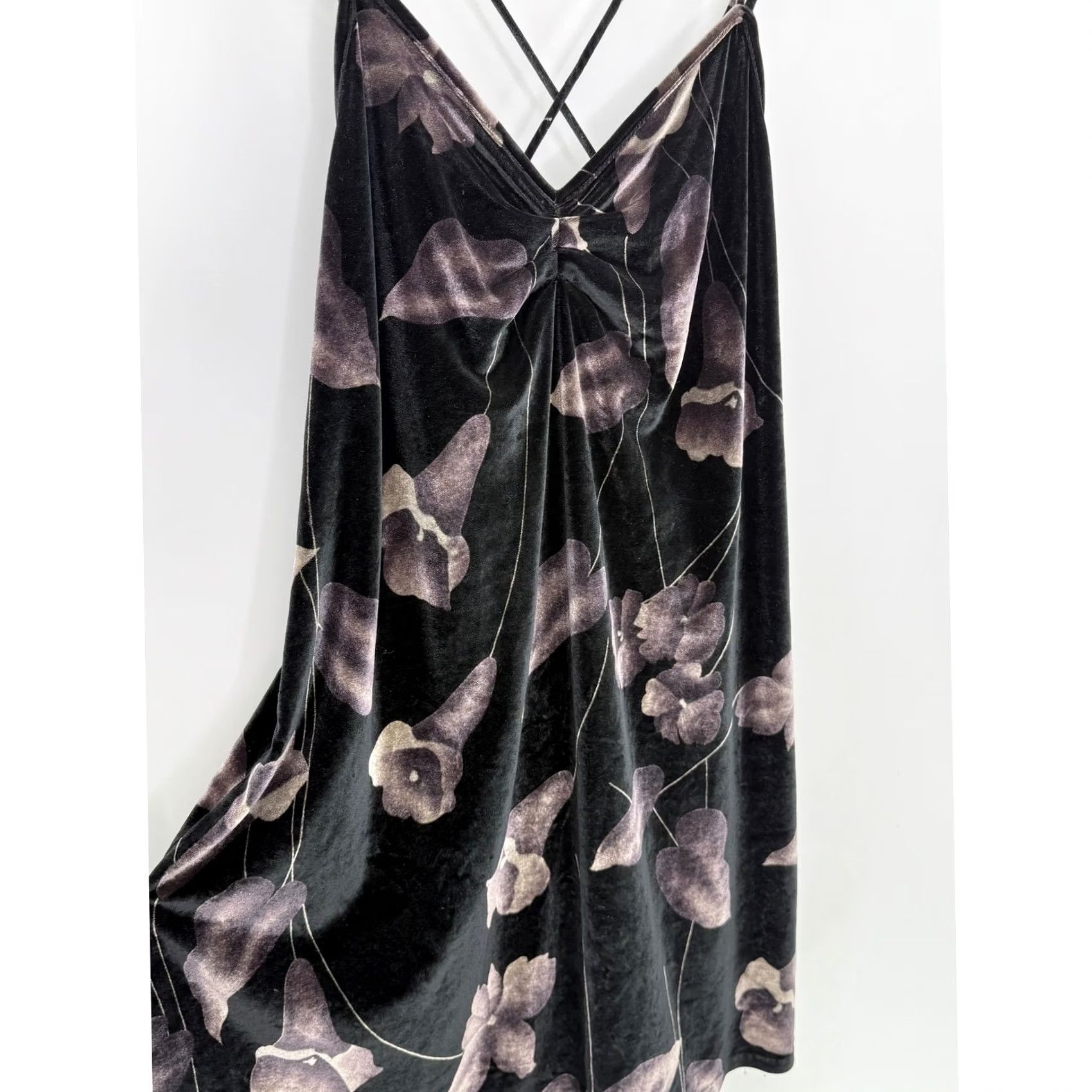 Avenue Avenue Dress Womens 14/16 Black Women Plus Size Velvet Floral Print Cami Slip Goth Size XL / US 12-14 / IT 48-50 - 5 Thumbnail