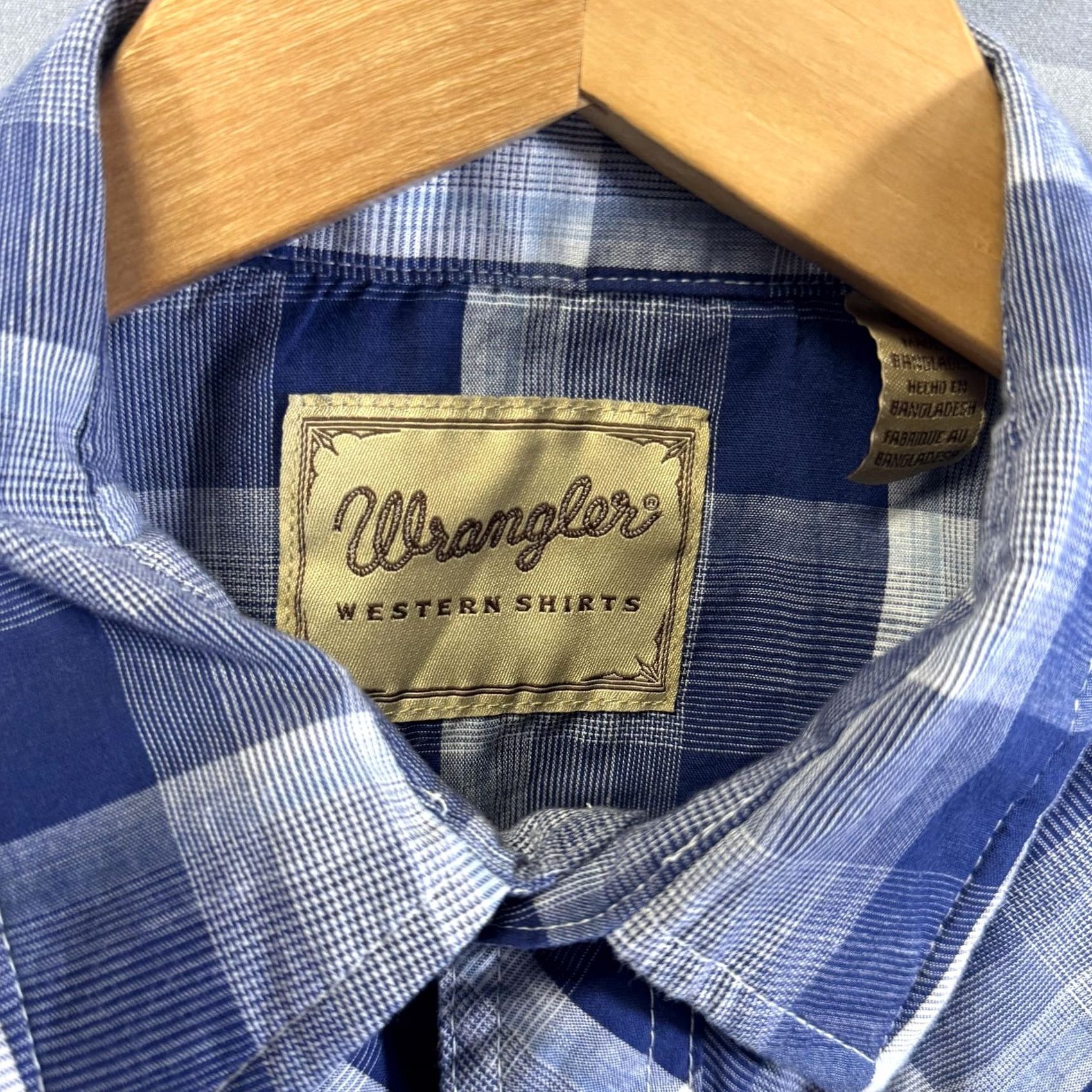 Wrangler VINTAGE Wrangler Shirt Mens Large Blue White Plaid Western Cowboy Pearl Snap Long Sleeve Size US L / EU 52-54 / 3 - 5 Thumbnail