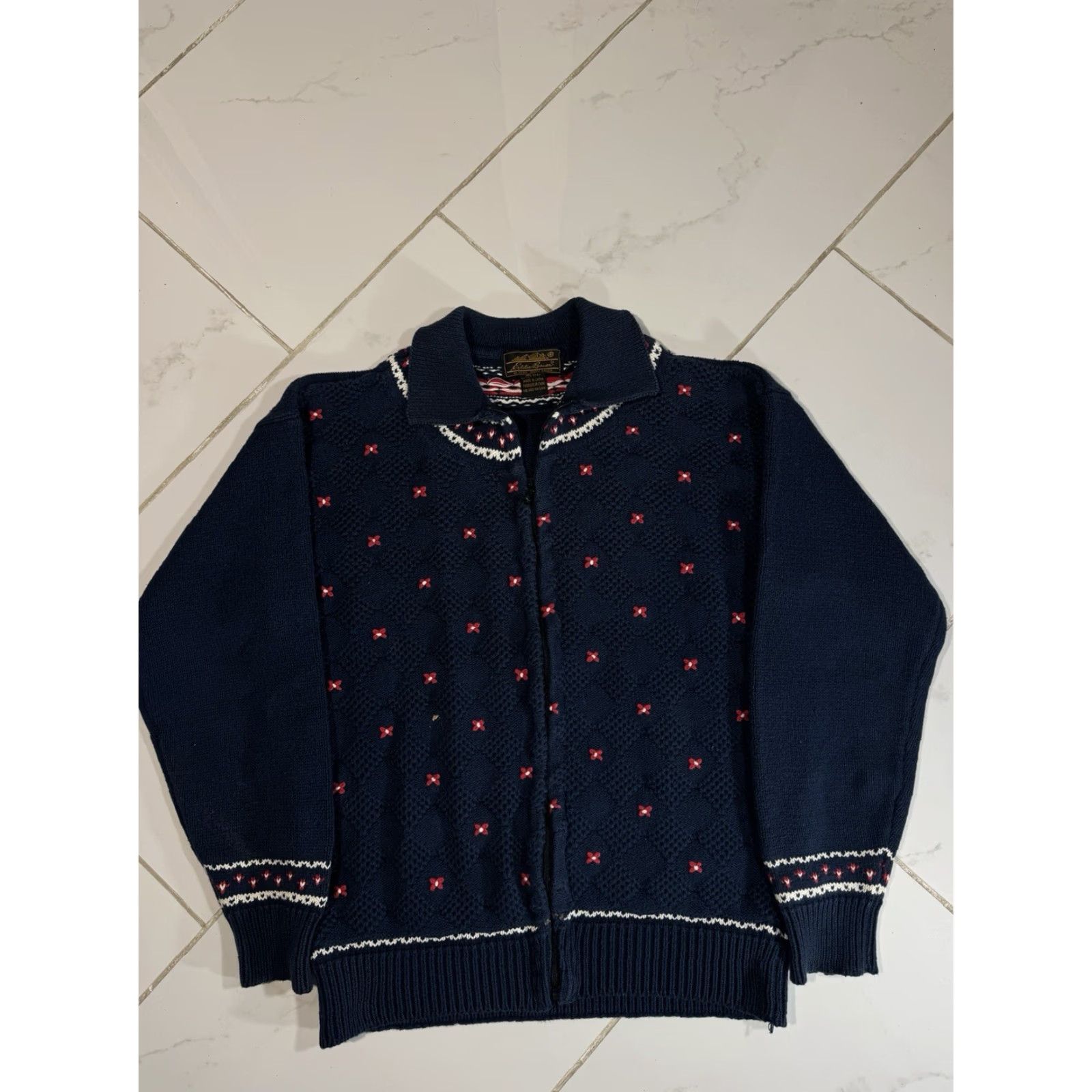 Eddie Bauer VINTAGE Eddie Bauer Full Zip Sweater Navy Blue Cotton Knit USA Size M Unisex Adults Size M / US 6-8 / IT 42-44 - 2 Thumbnail