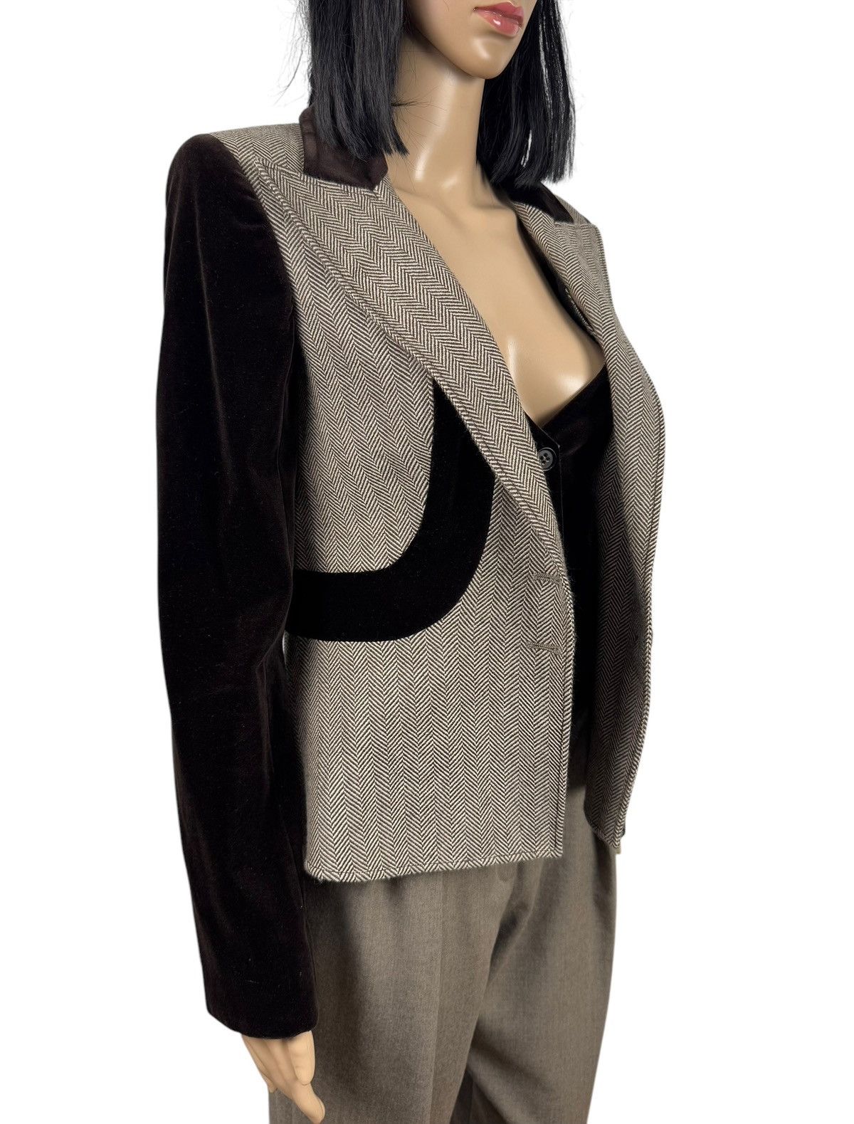 Valentino Valentino Wool Herringbone & Velour Jacket Simulated Vest Size M / US 6-8 / IT 42-44 - 6 Thumbnail