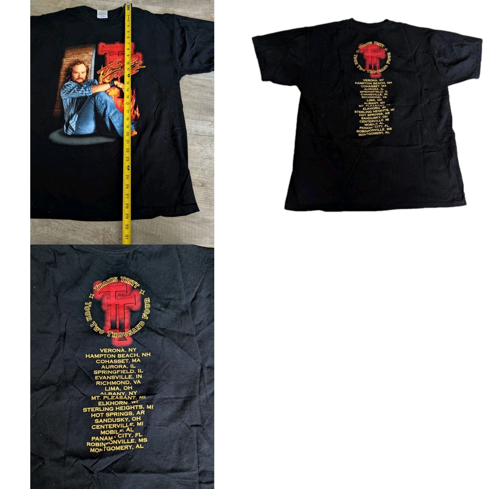 Jerzees VINTAGE Travis Tritt Honky Tonk History Tour T-Shirt 2004 Black Size XL Graphic Print Music Mens Size US XL / EU 56 / 4 - 8 Thumbnail