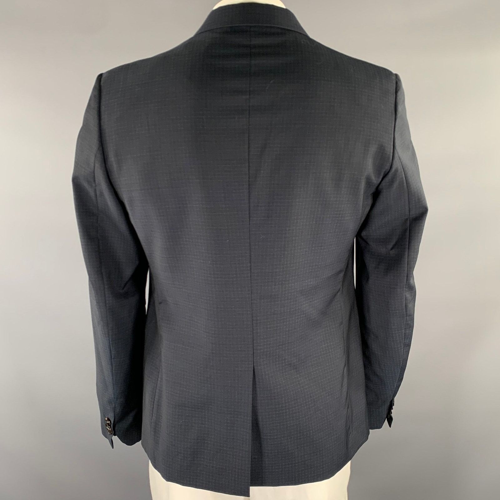 Maison Margiela MAISON MARGIELA Grey Blue Plaid Wool Notch Lapel Sport Coat Size 42R - 4 Thumbnail