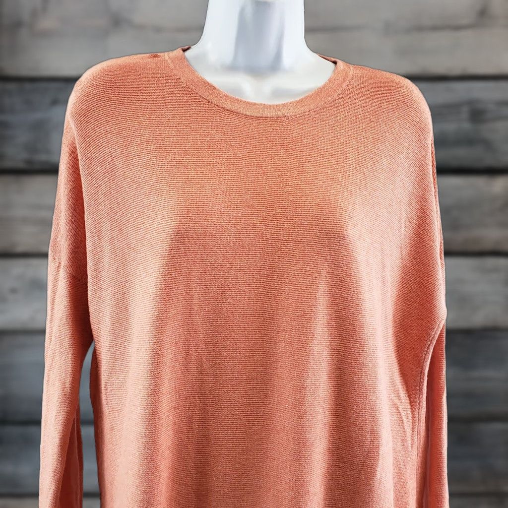 J. Jill J Jill Womens Knit Top Sz S Solid Orange Long Sleeve Cotton Shirt Size S / US 4 / IT 40 - 1 Thumbnail
