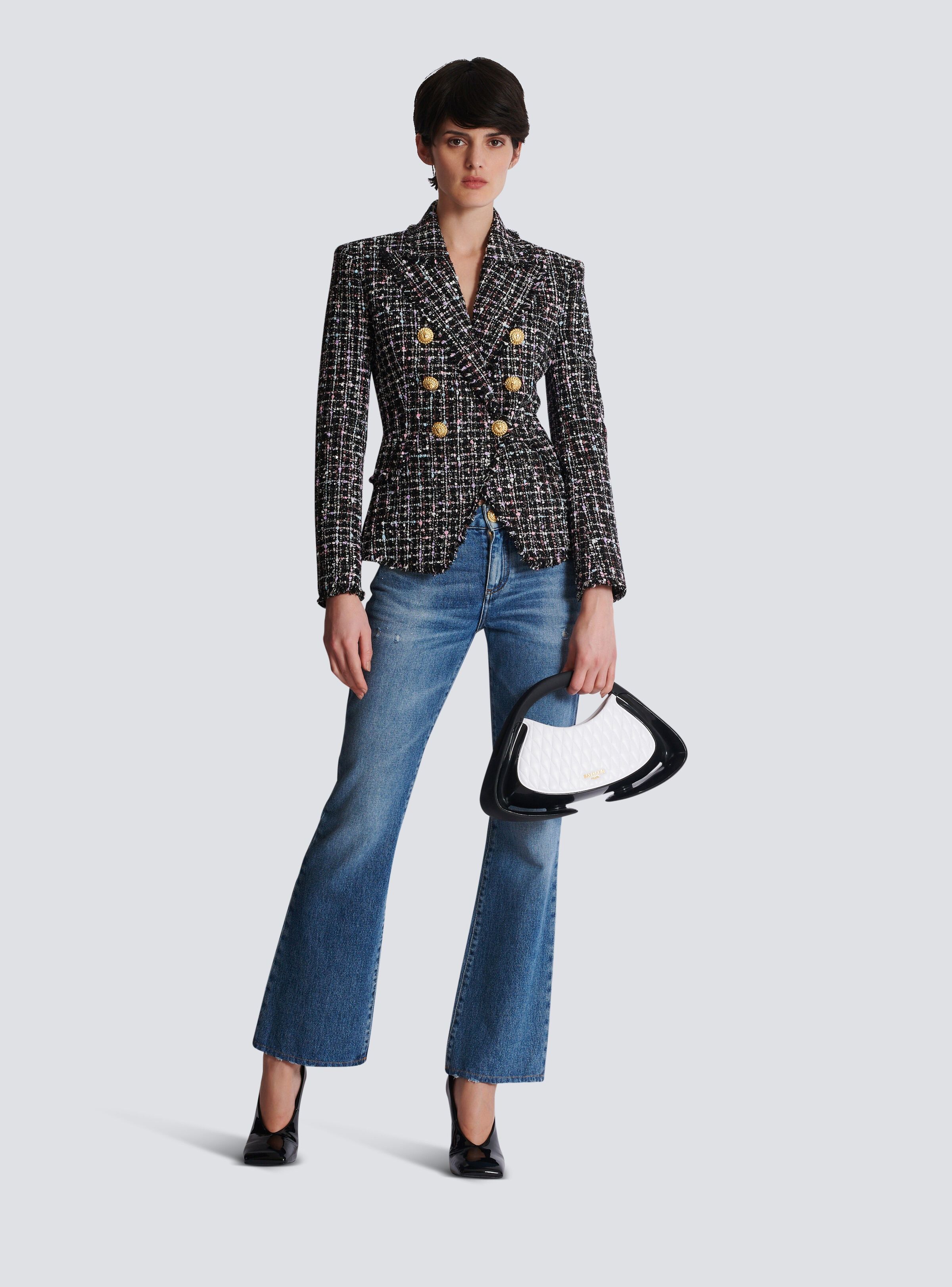 Balmain o1s1wg110825 Double Breasted Tweed Blazer in Black Size L / US 10 / IT 46 - 5 Thumbnail