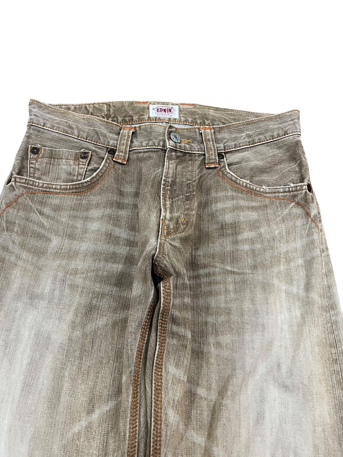 Edwin 💥Flare💥Vintage Edwin Exclusive Design Brown Faded Denim Jean Size US 32 / EU 48 - 3 Thumbnail