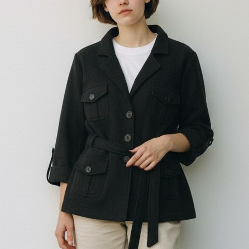 Vintage David Brooks 100% Wool Jacket Belted Button up Pockets M Size M / US 6-8 / IT 42-44 - 1 Thumbnail
