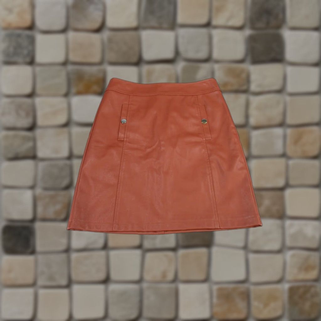 Loft LOFT Skirt Women's Short A-Line Faux Leather Red 0 Regular Zip Lined Womens Size 25" / US 0 / IT 36 - 1 Thumbnail