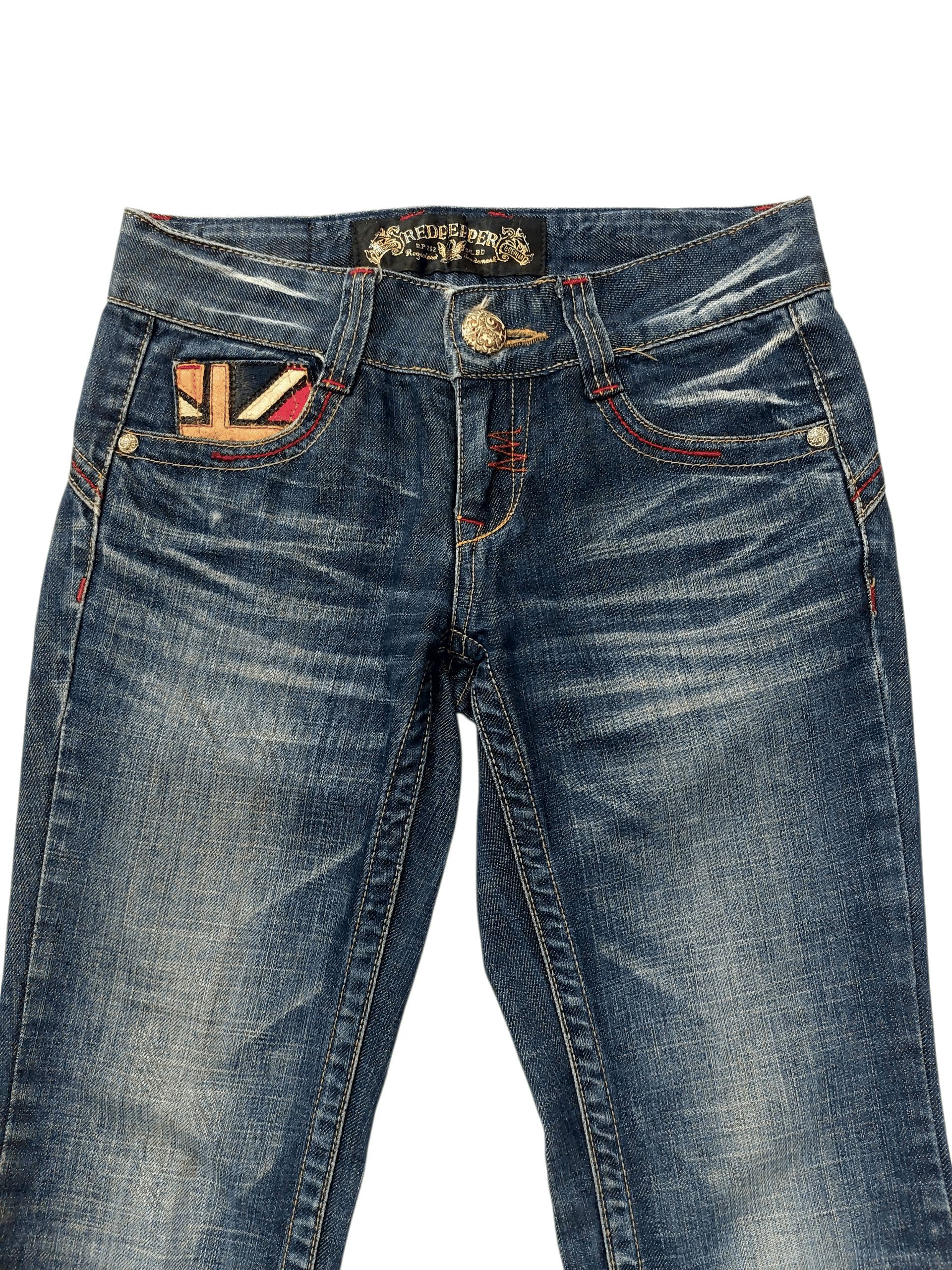 Vintage 🔥Red Pepper Jeans Flare Union Jack Style Size 28" / US 6 / IT 42 - 3 Thumbnail