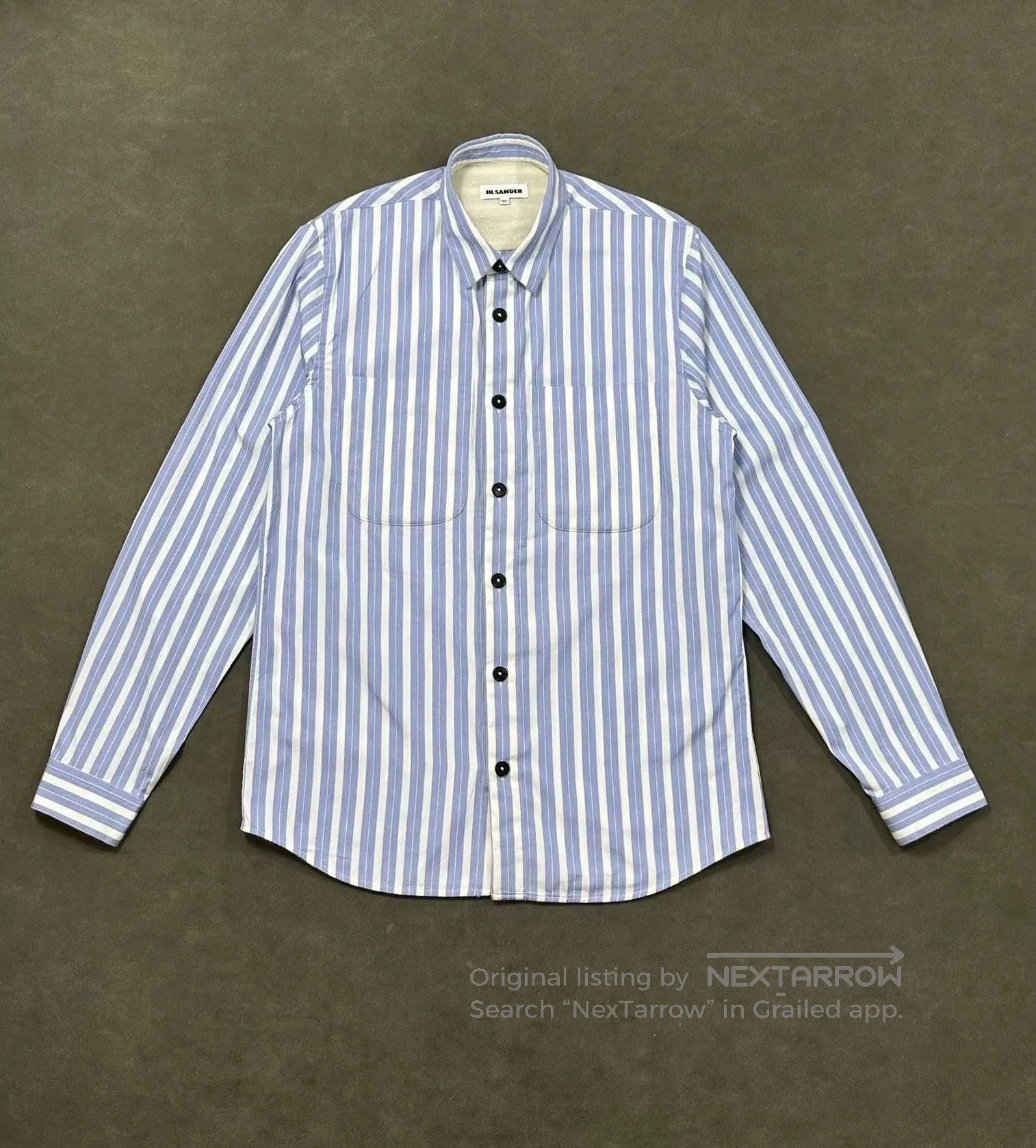 Jil Sander Jil Sander Blue Striped Long Sleeve Shirt. Size US M / EU 48-50 / 2 - 1 Thumbnail