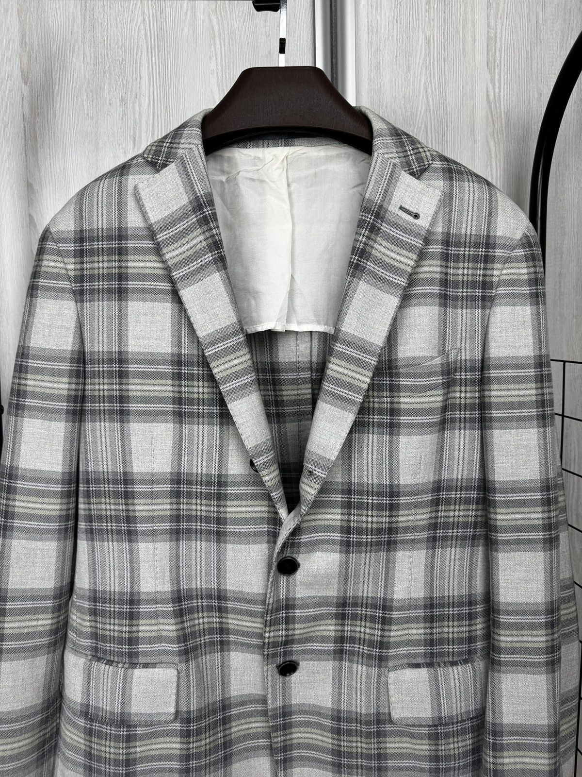 Cantarelli Cantarelli Tailor Washed Checkered cotton unlined blazer Size 40R - 3 Thumbnail