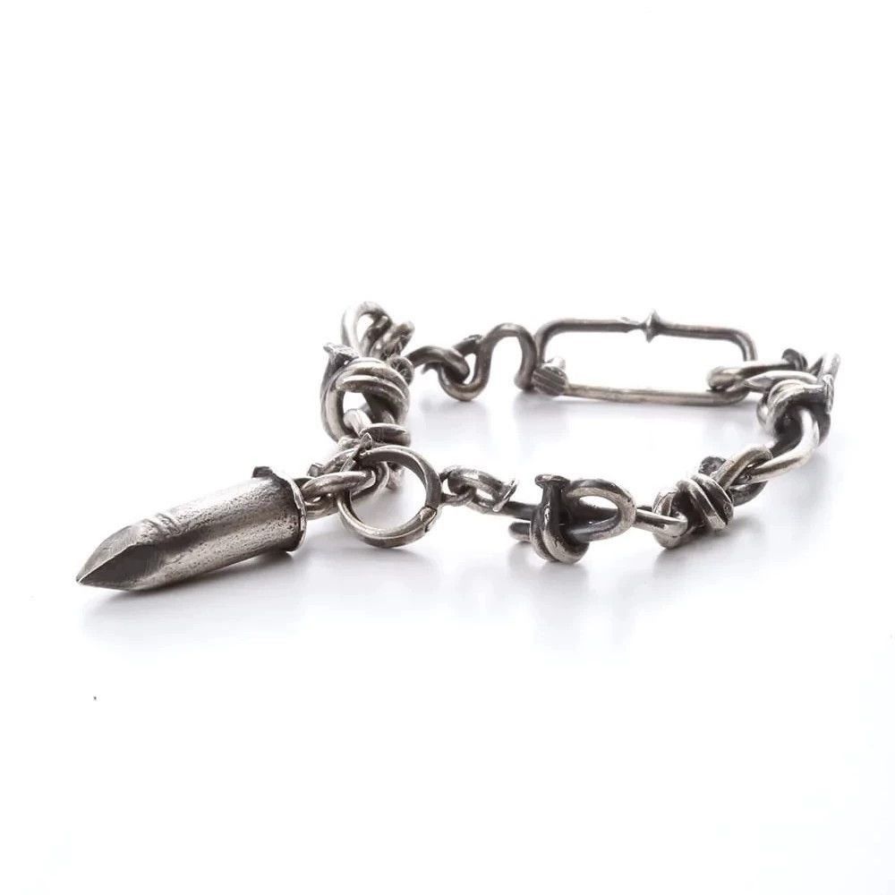 Guidi Silver Chain Link Bracelet with Spike Pendant Size ONE SIZE - 2 Thumbnail