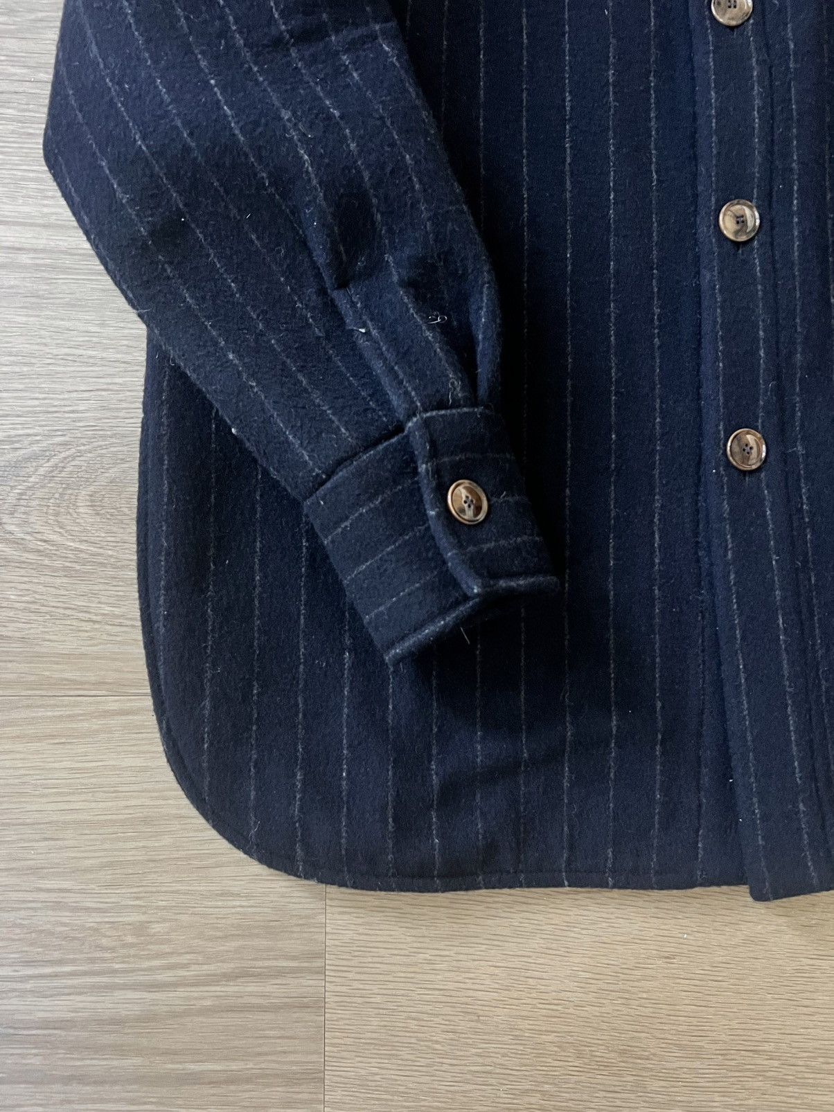 Sefr Mats Wool Overshirt in Navy Pinstripe Size Medium Size US M / EU 48-50 / 2 - 5 Thumbnail