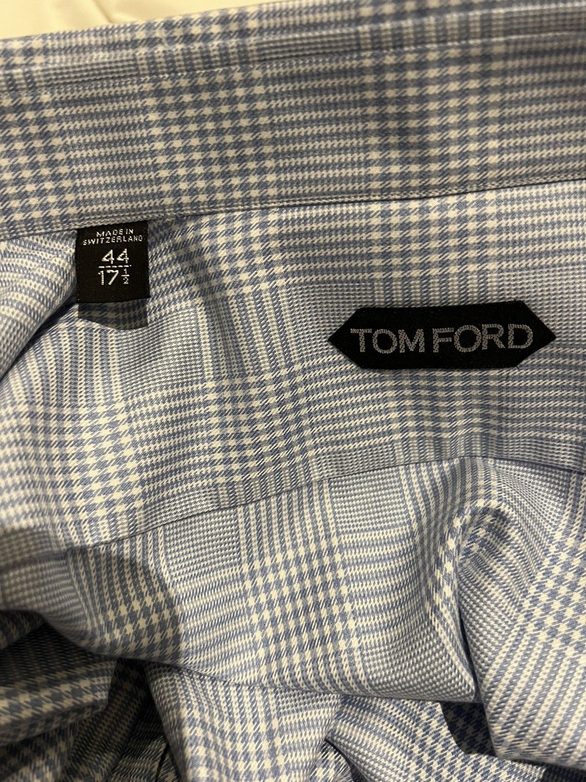 Tom Ford TOM FORD Blue White Tartan Size 17.5 44 Long Sleeves Size US L / EU 52-54 / 3 - 7 Thumbnail