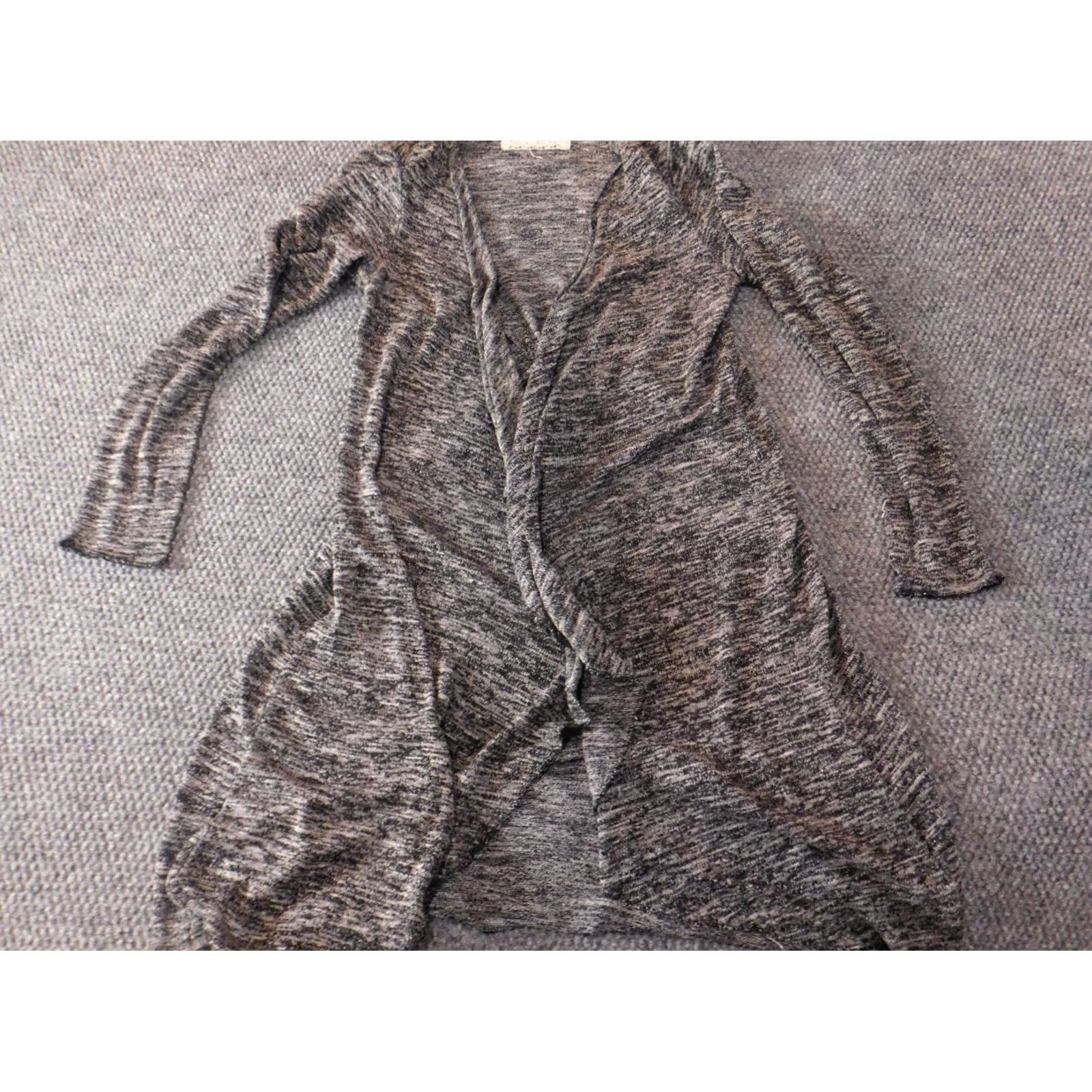 Vintage Cupio Cardigan Sweater M Womens Gray Knit Cable-Knit Raglan Long Sleeve Stretch Solid Regular Machine Washable 90s? Size M / US 6-8 / IT 42-44 - 2 Thumbnail
