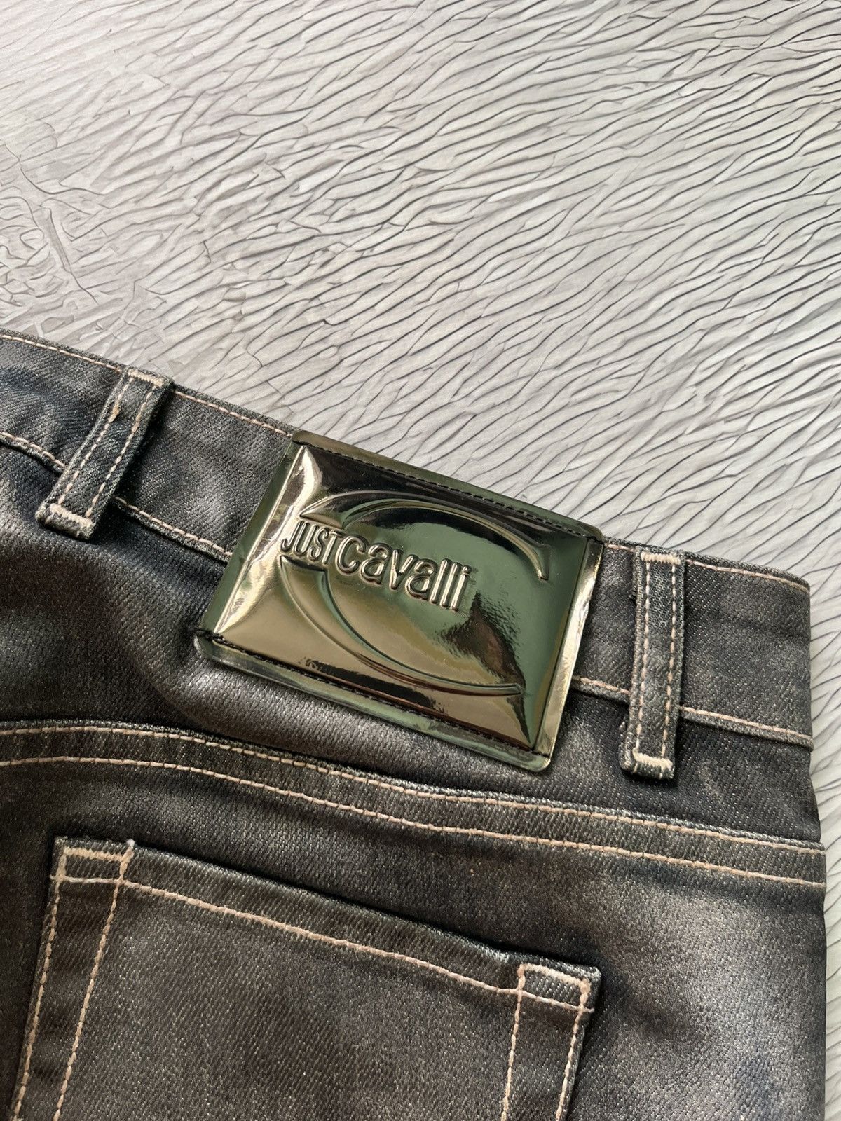 Just Cavalli 🍃Just Cavalli Waxed Luxury Jeans Pants Black Size 29" - 12 Thumbnail