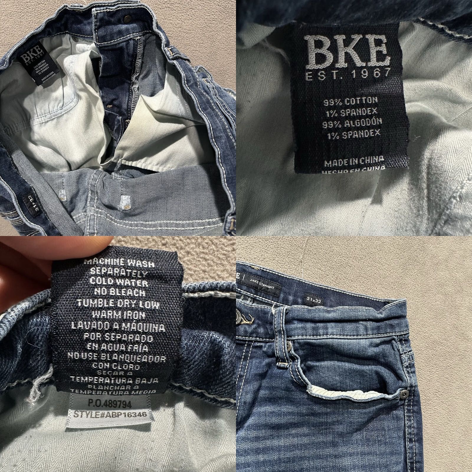 Vintage BKE Jake Jeans Mens 31x32 (30x30) Blue Straight Leg Denim Medium Wash Faded FUC Size US 31 - 9 Thumbnail