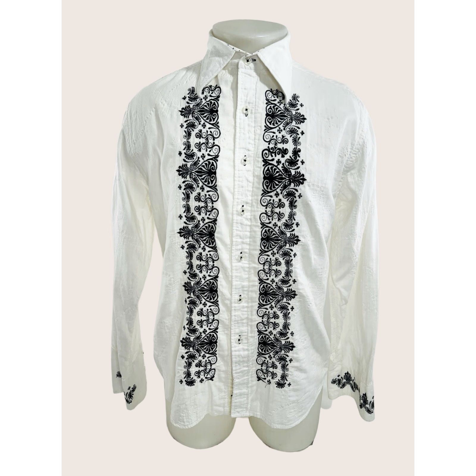 Vintage JIMI HENDRIX Experience - Embroidered Mens M Shirt Shirt Mens M White Embroidered 60s 70s Concert Size US M / EU 48-50 / 2 - 1 Thumbnail